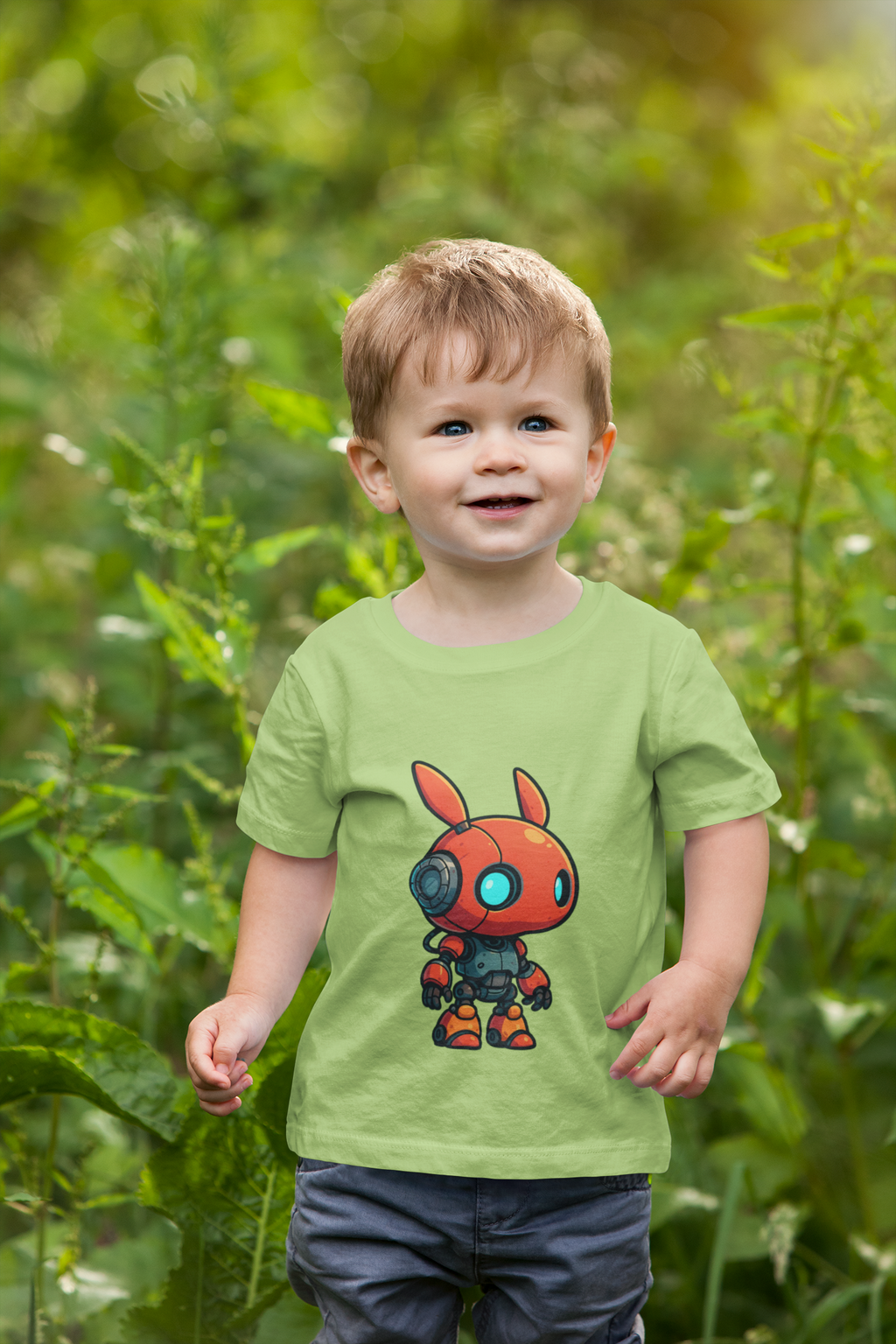 Happy RobotToddler T-shirt | Cute Sci-Fi Bunny Robot, Kids Tee