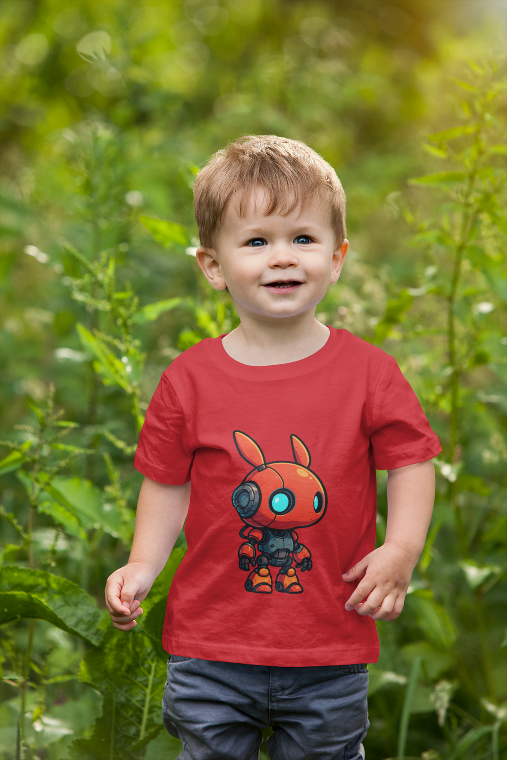 Happy RobotToddler T-shirt | Cute Sci-Fi Bunny Robot, Kids Tee