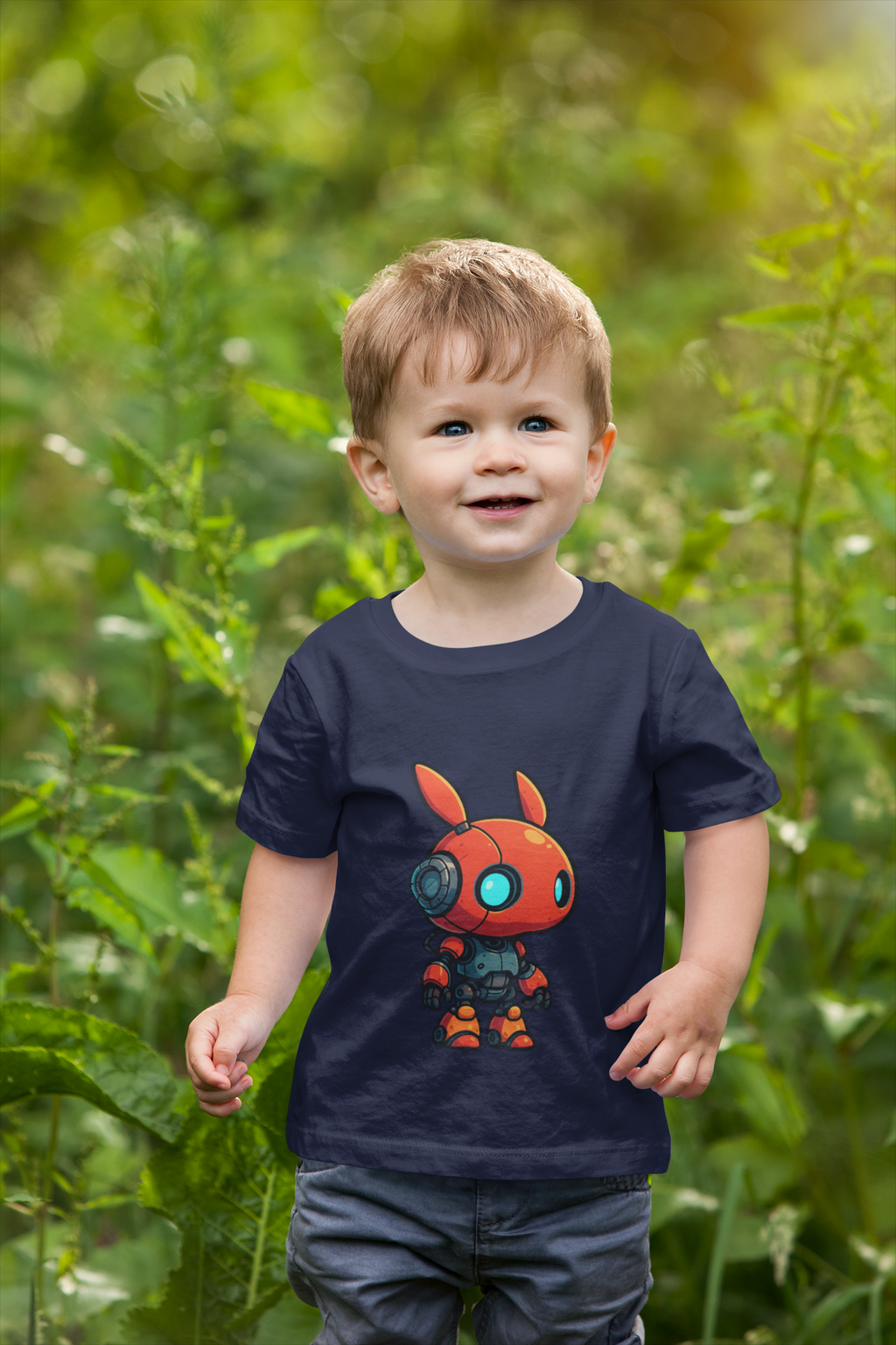 Happy RobotToddler T-shirt | Cute Sci-Fi Bunny Robot, Kids Tee