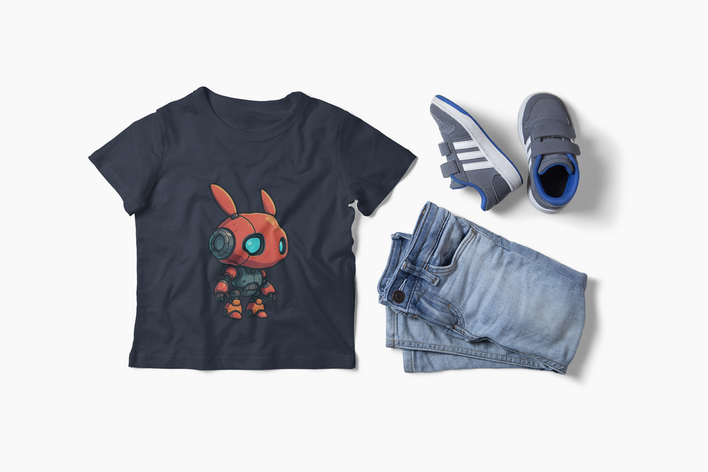 Happy RobotToddler T-shirt | Cute Sci-Fi Bunny Robot, Kids Tee