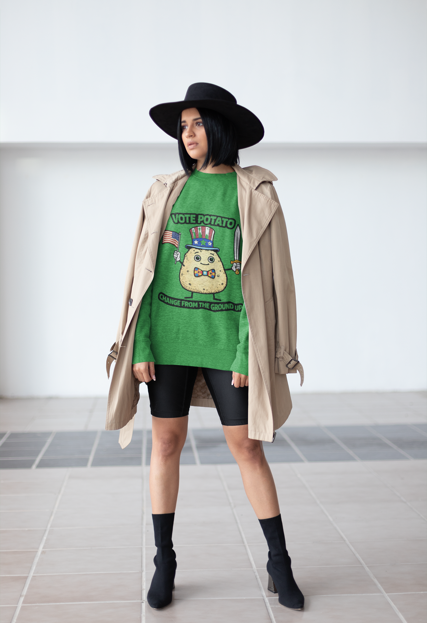 Vote Potato cartoon politician Crewneck Sweatshirt | Change From The Ground Up