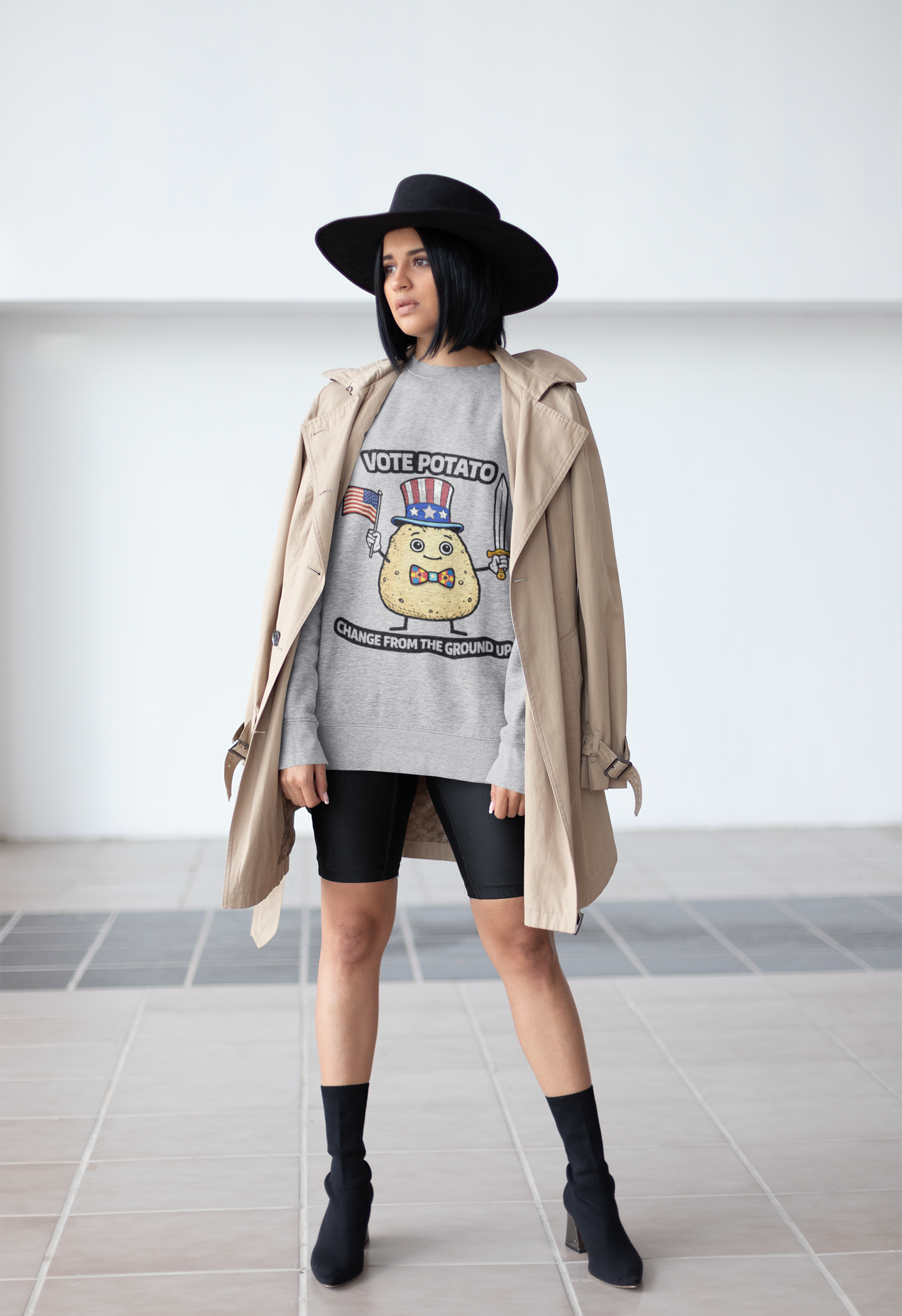 Vote Potato cartoon politician Crewneck Sweatshirt | Change From The Ground Up