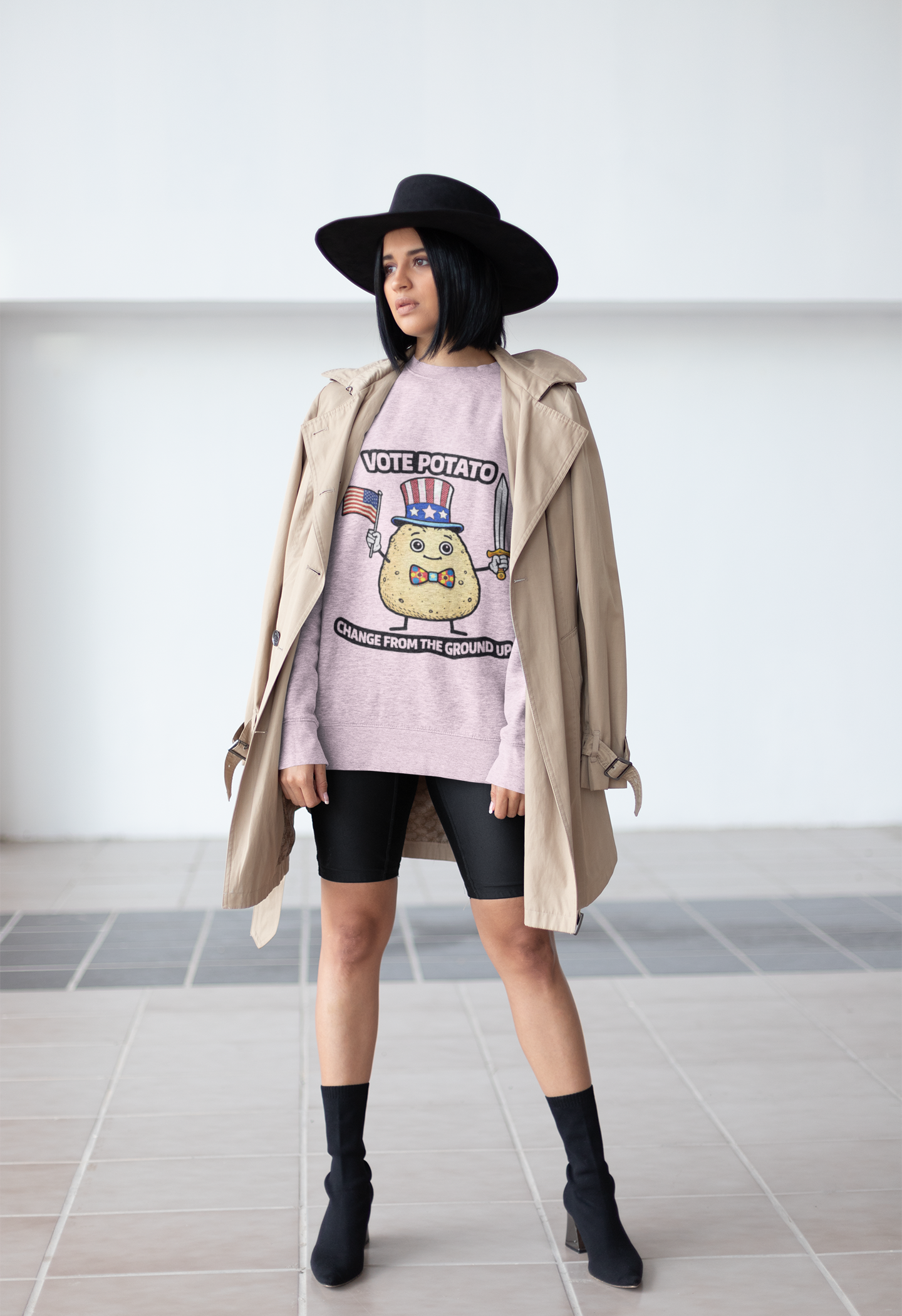 Vote Potato cartoon politician Crewneck Sweatshirt | Change From The Ground Up