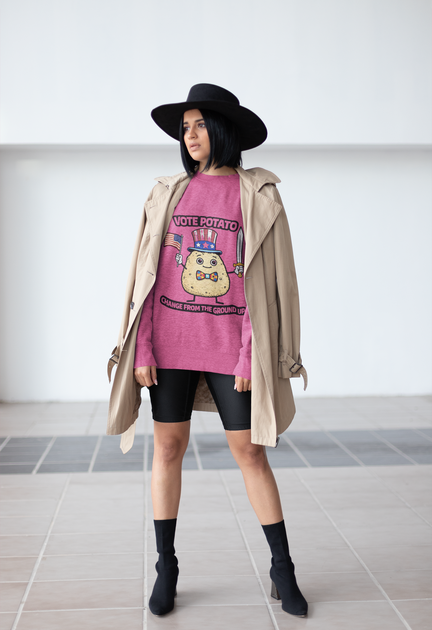 Vote Potato cartoon politician Crewneck Sweatshirt | Change From The Ground Up