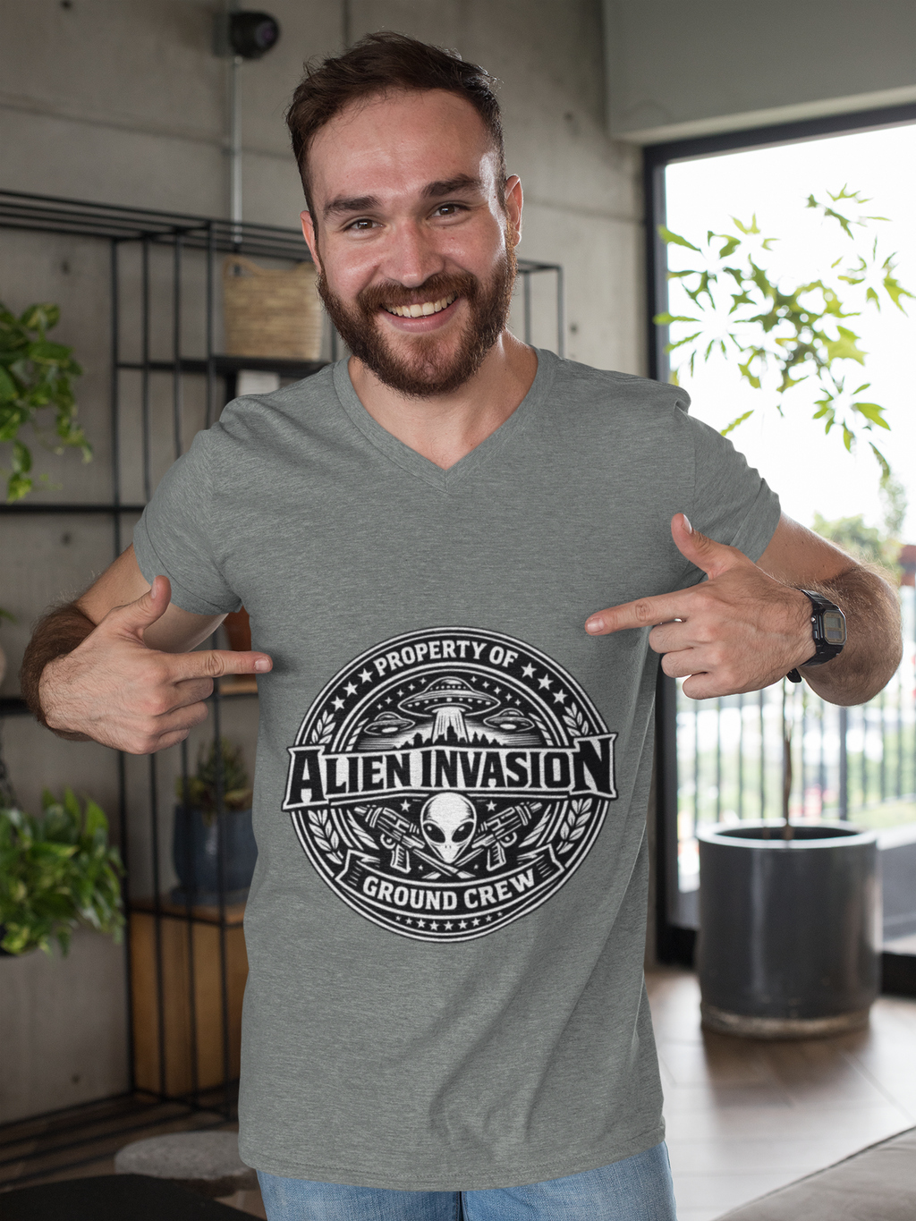 Alien Invasion Ground Crew T-Shirt | UFO Badge Graphic, Comfort Colors tee