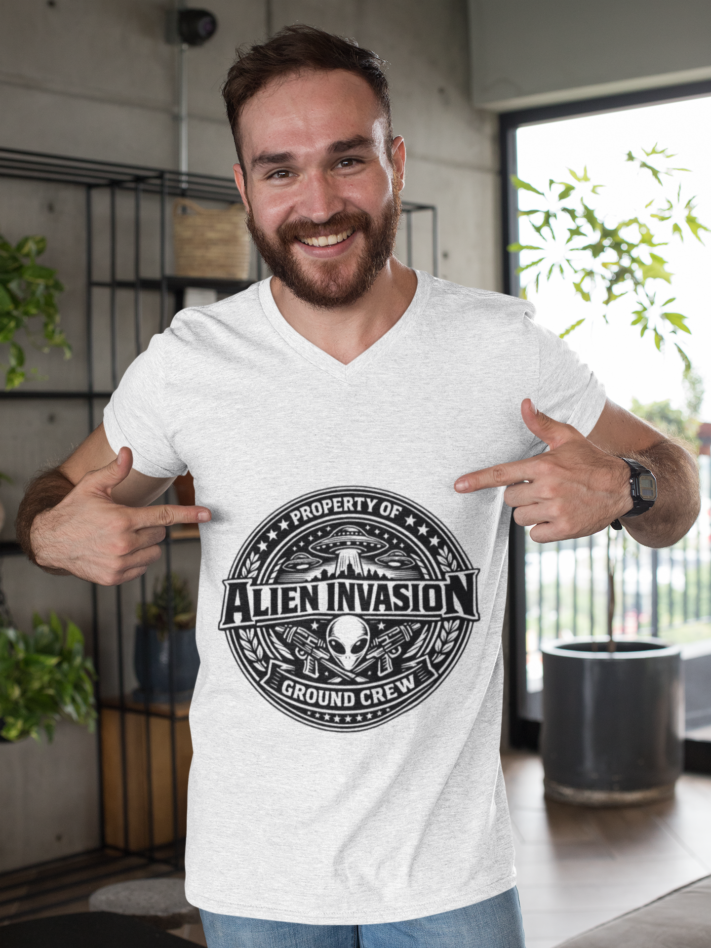 Alien Invasion Ground Crew T-Shirt | UFO Badge Graphic, Comfort Colors tee