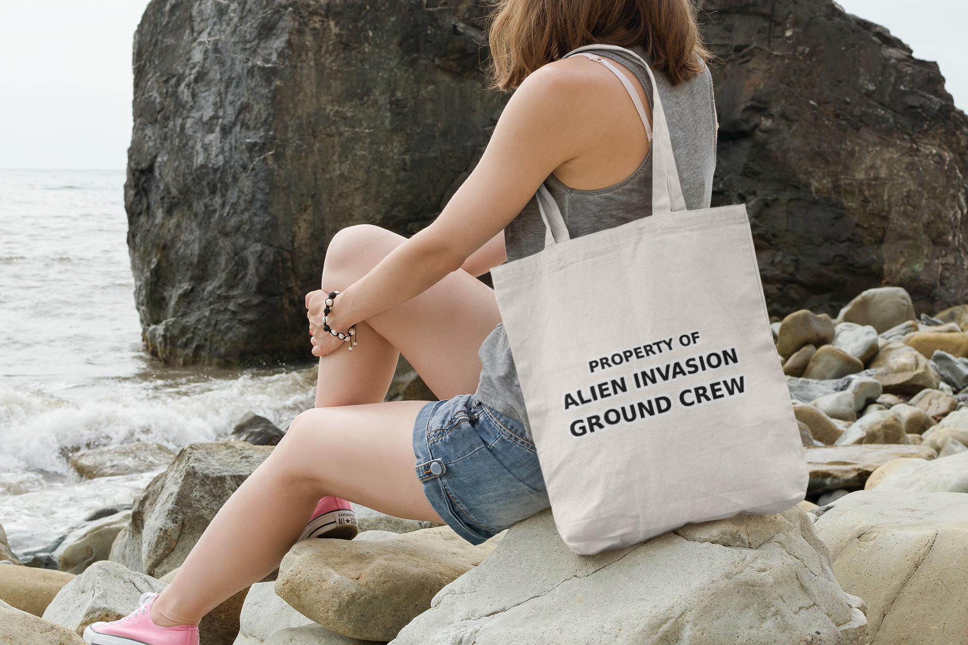 Property of Alien Invasion Ground Crew funny Organic Canvas Tote Bag