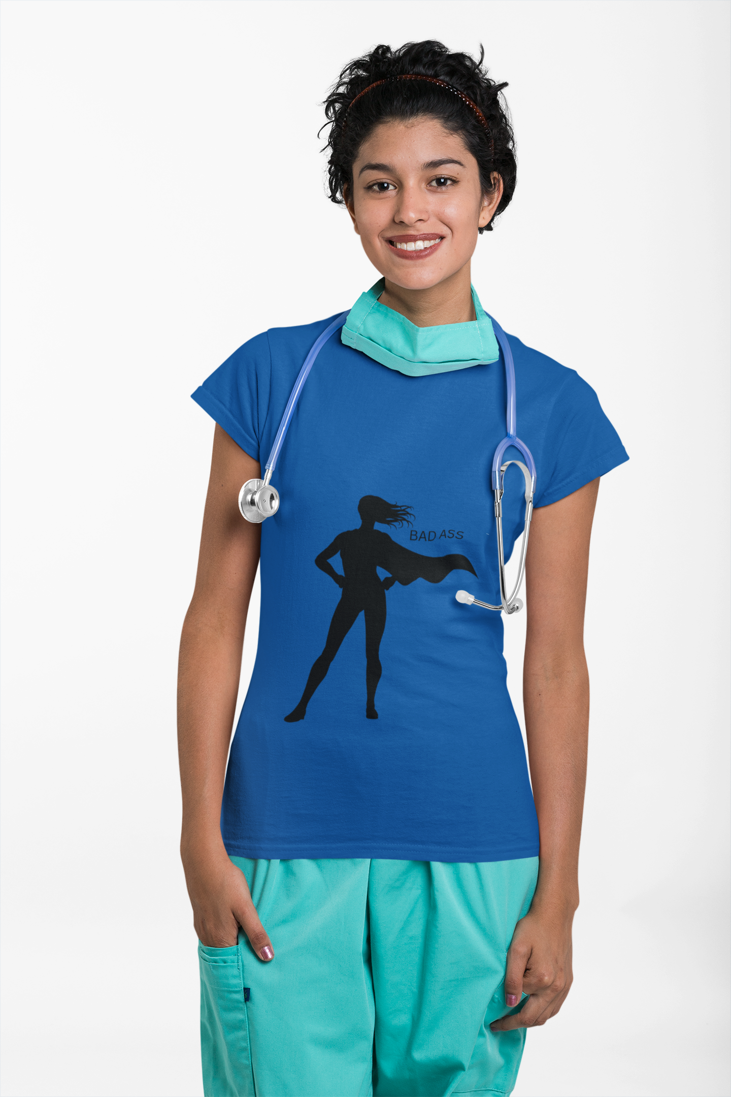 Bad Ass Superhero Silhouette Tee | Woman Cape Silhouette T-Shirt