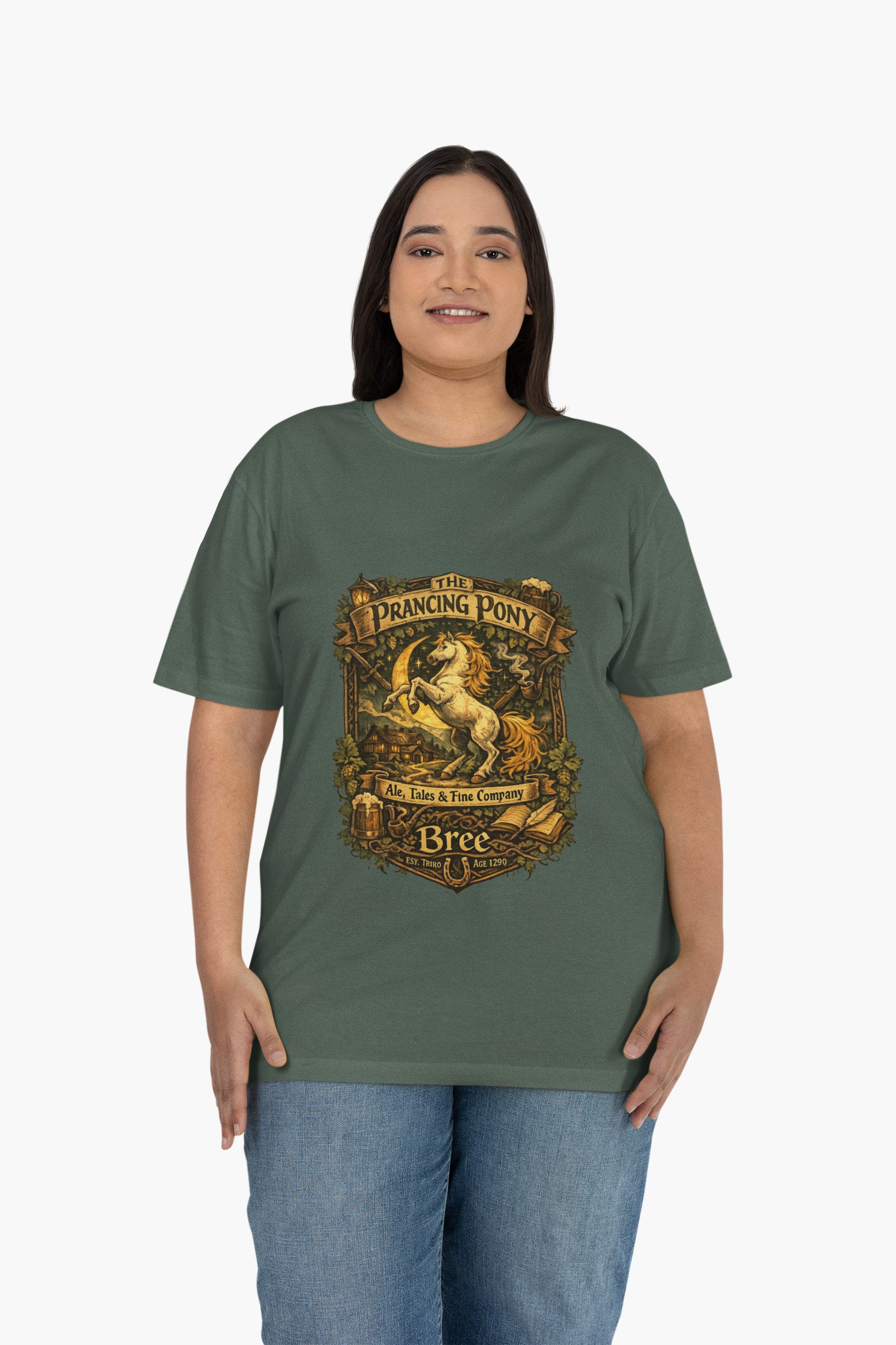 Prancing Pony Vintage Graphic T-Shirt — Bree Inn Fantasy Heraldry Tee