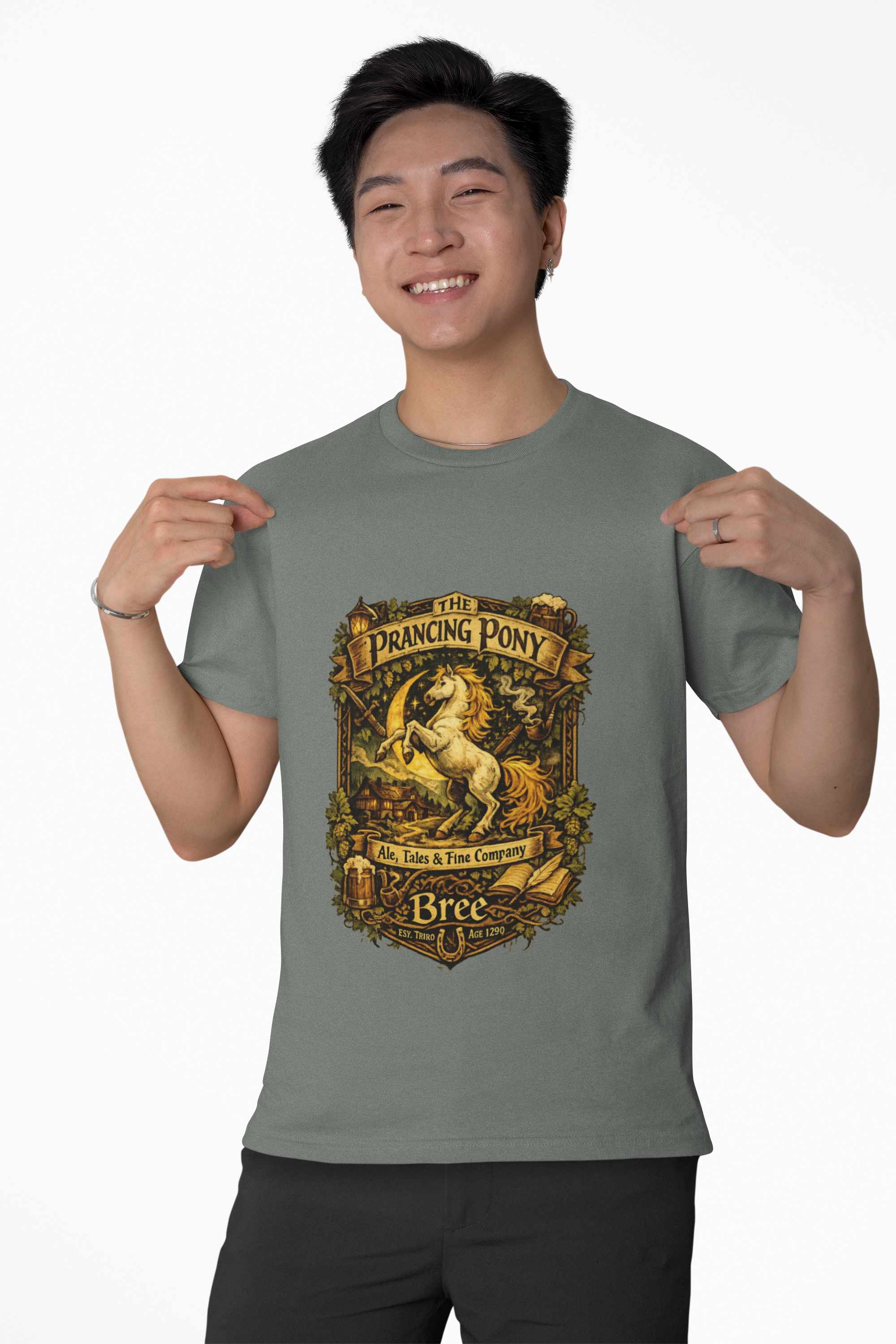 Prancing Pony Vintage Graphic T-Shirt — Bree Inn Fantasy Heraldry Tee