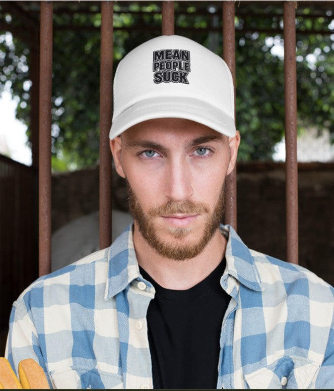 Mean People Suck Flat Bill Snapback — Embroidered Patch Cap