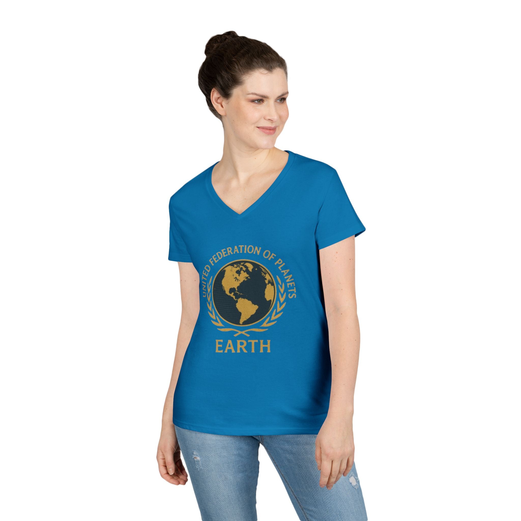 United Federation of Planets Earth Graphic V-Neck T-Shirt