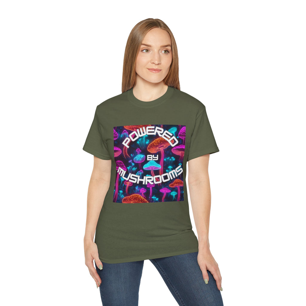 Powered by Mushrooms Funky Unisex Graphic Shirt