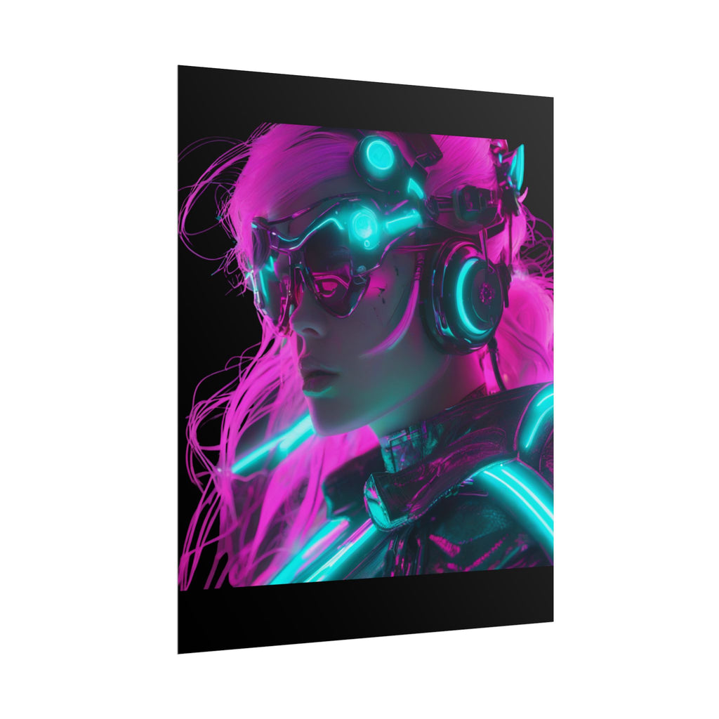 Cyberpunk Wall Art Print, Neon Anime Decor, Retro Futurism Poster, Unique Gift for Gamers, Modern Home Decor