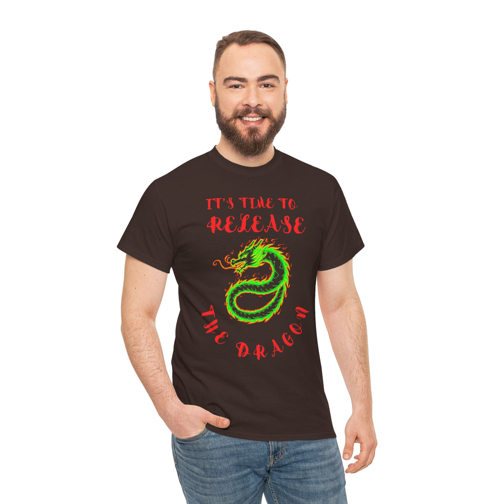 Release the Dragon T-Shirt | Green Dragon Illustration, Retro Script