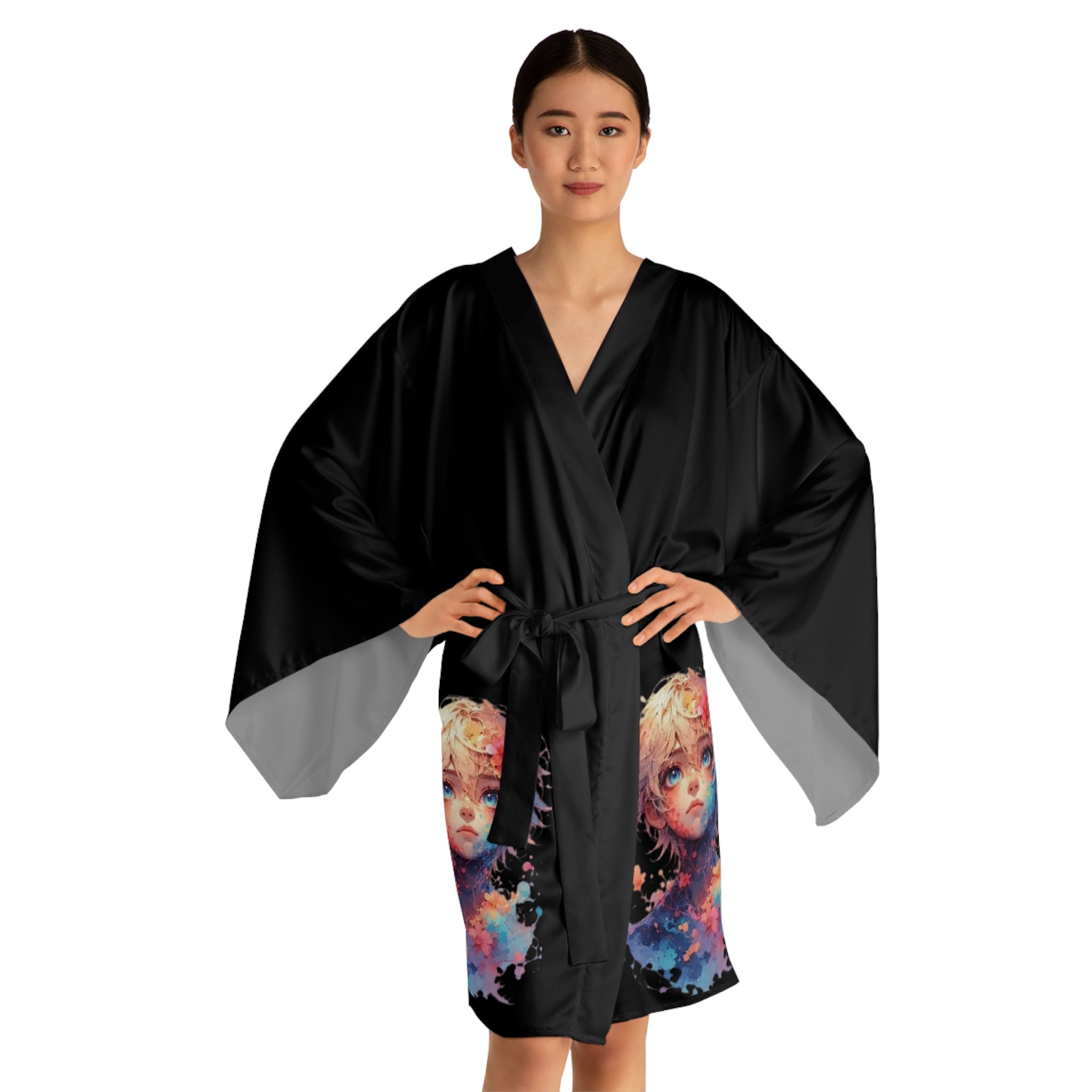 Fantasy Long Sleeve Kimono Robe for Relaxation, Lounge Wear, Coziness, Homewear, Gift for Her, Unique Fashion Statement