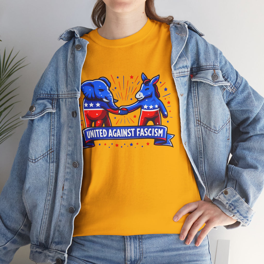 United Against Fascism Democratic Donkey and Republican Elephant T-Shirt