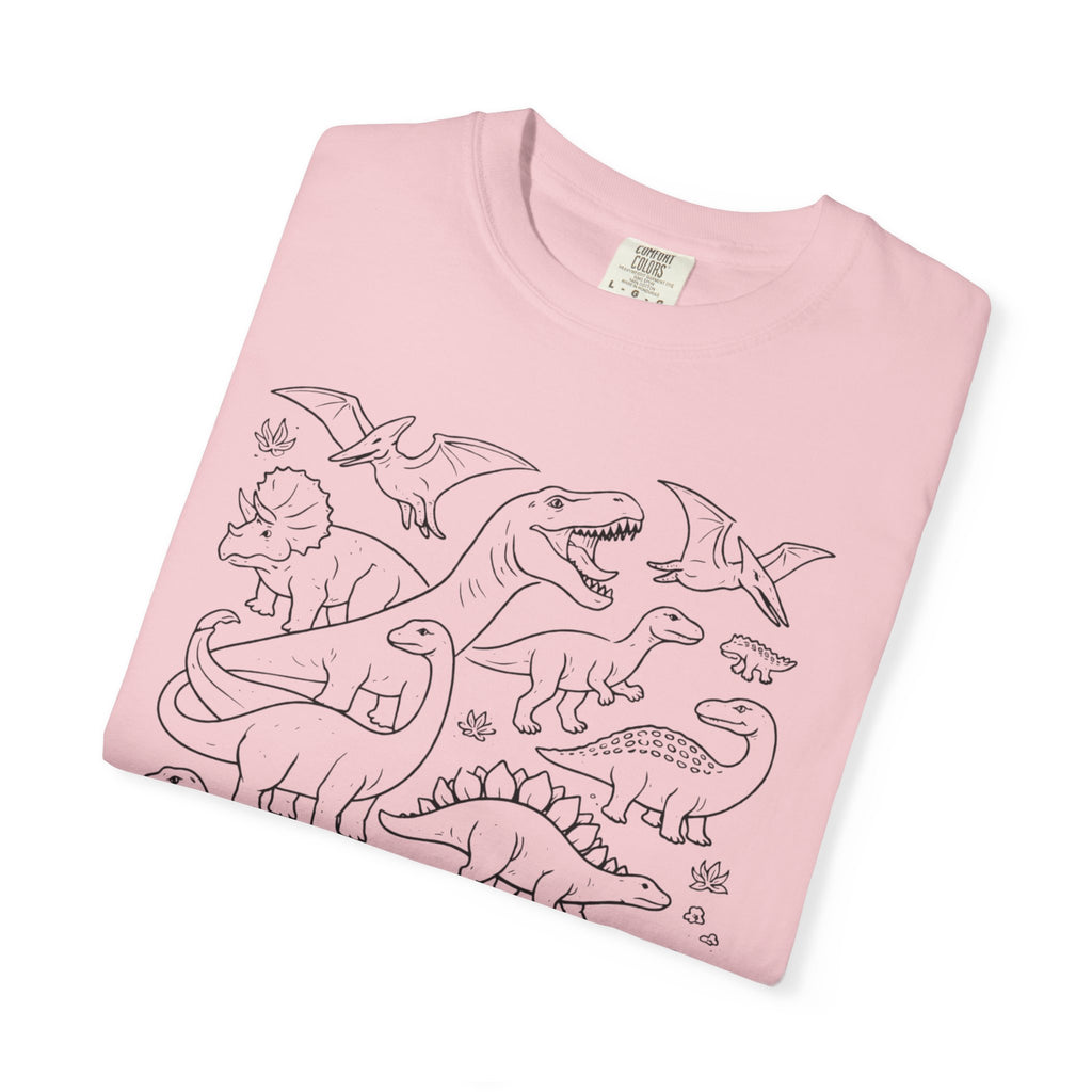 Alien & Dinosaur funny Line Art T-Shirt