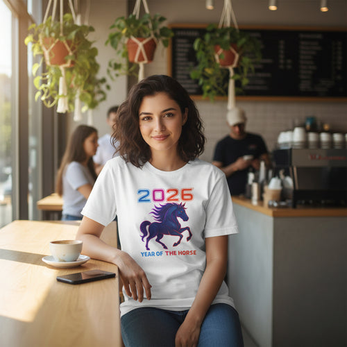 2026 Year of the Horse T-Shirt – Neon Stallion Graphic Tee