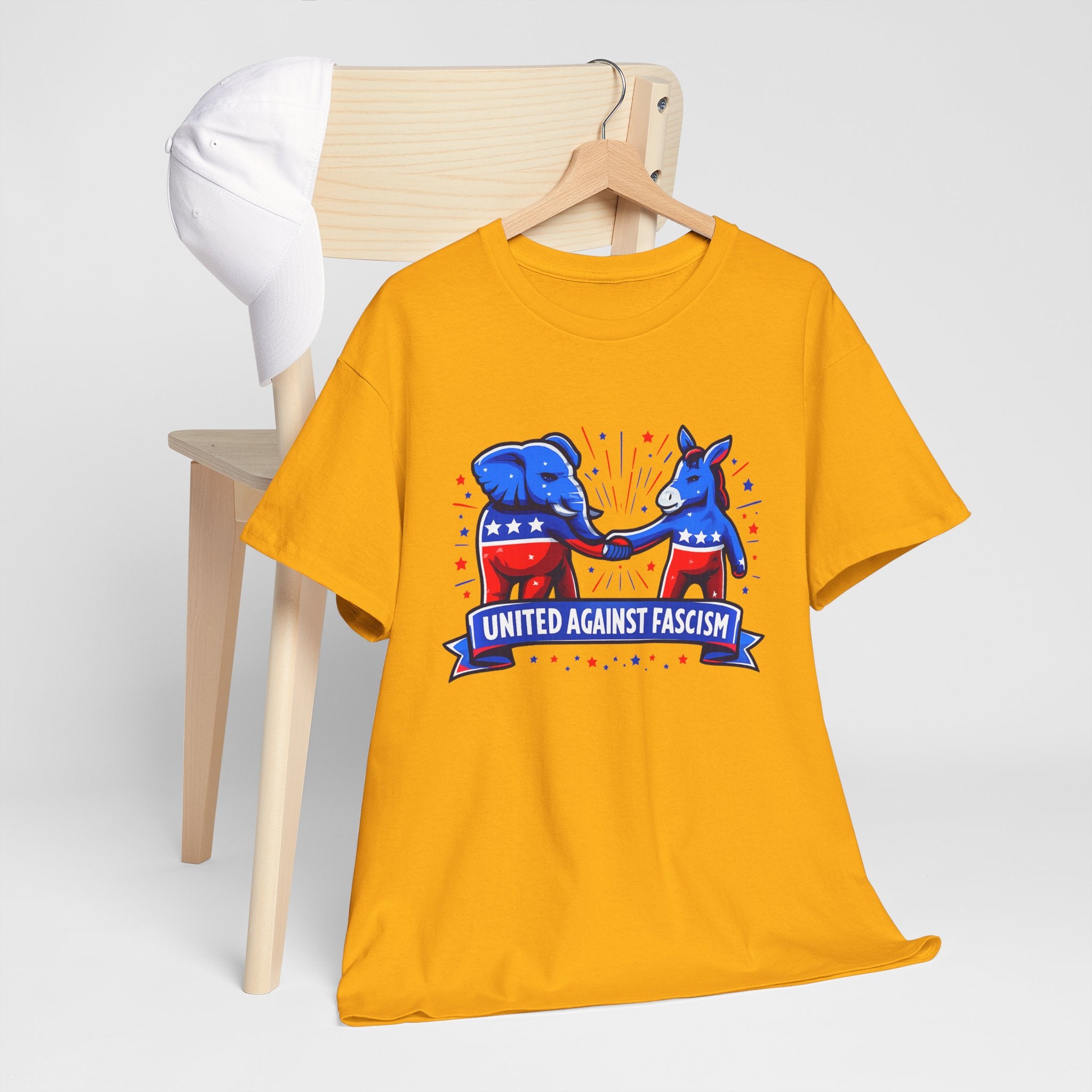 United Against Fascism Democratic Donkey and Republican Elephant T-Shirt