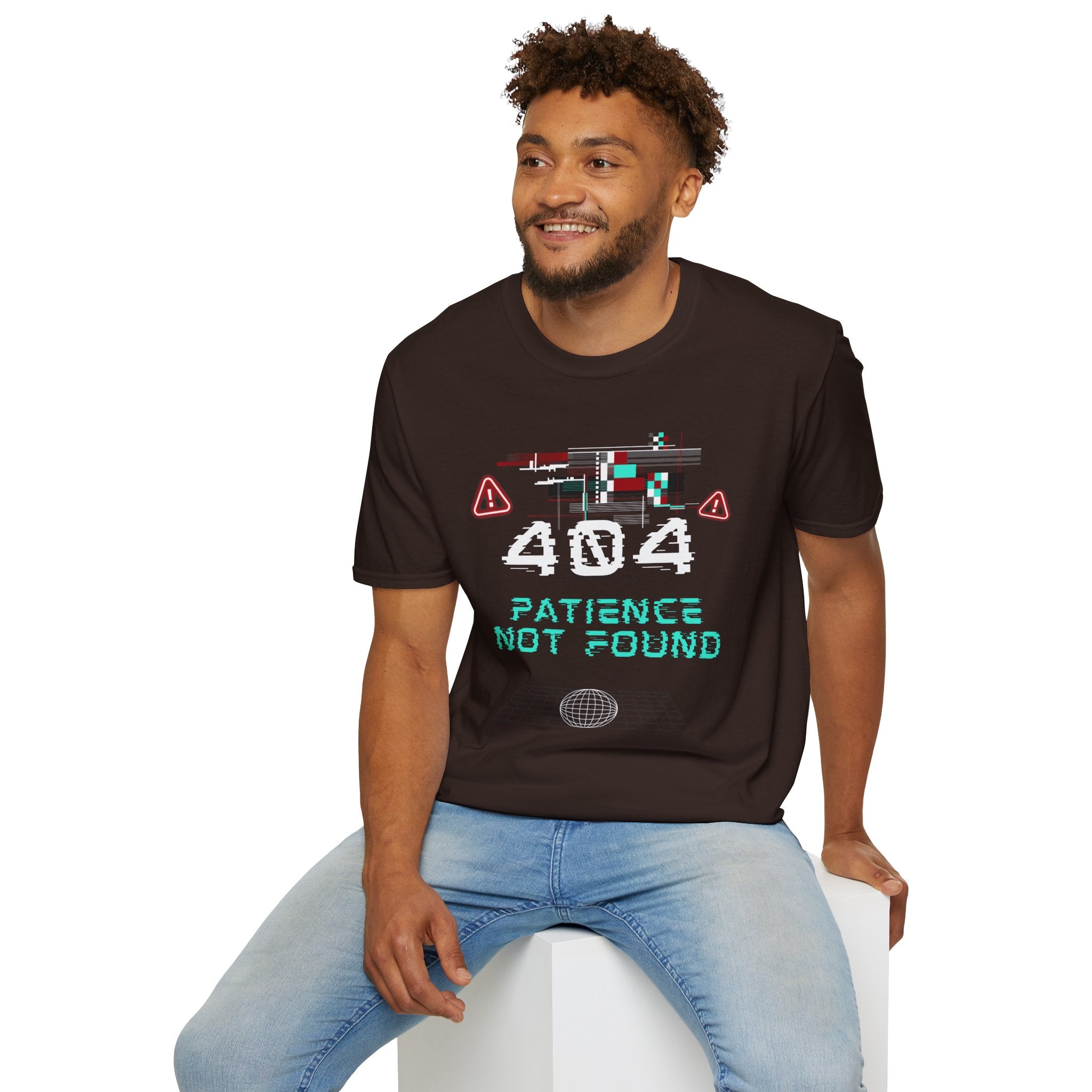 404 Patience Not Found Retro Glitch Tech Tee