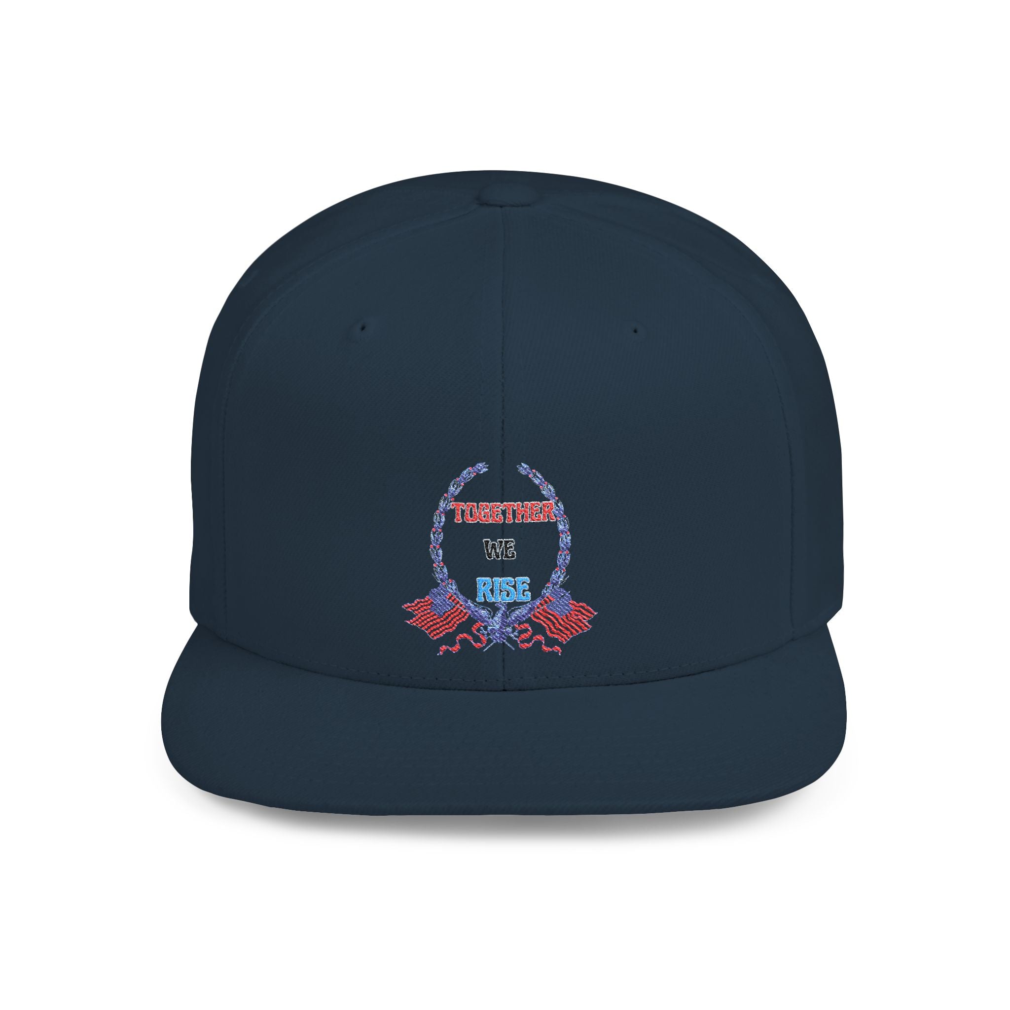 Together We Rise Snapback Hat – Embroidered Retro Crest with Flag Accents