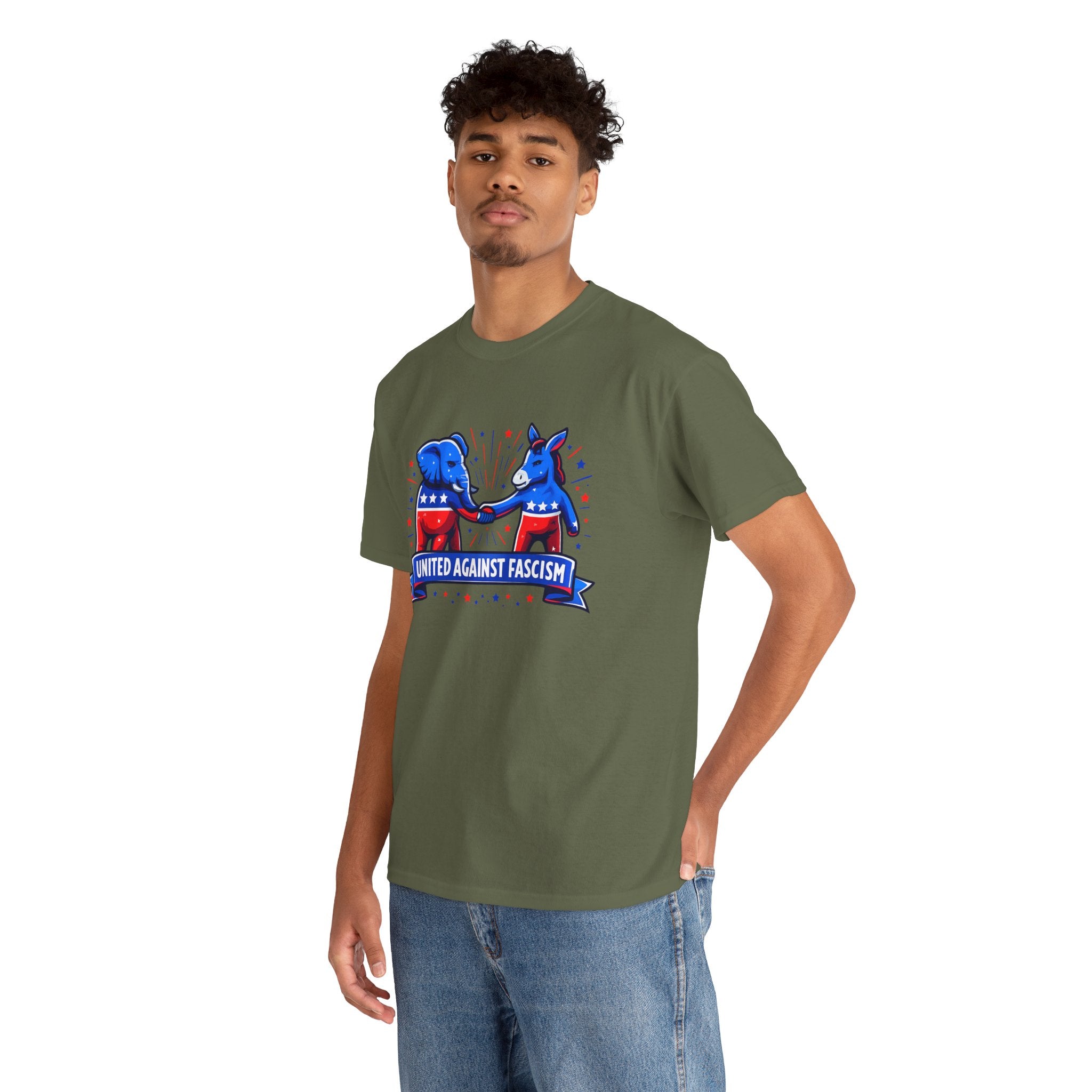 United Against Fascism Democratic Donkey and Republican Elephant T-Shirt
