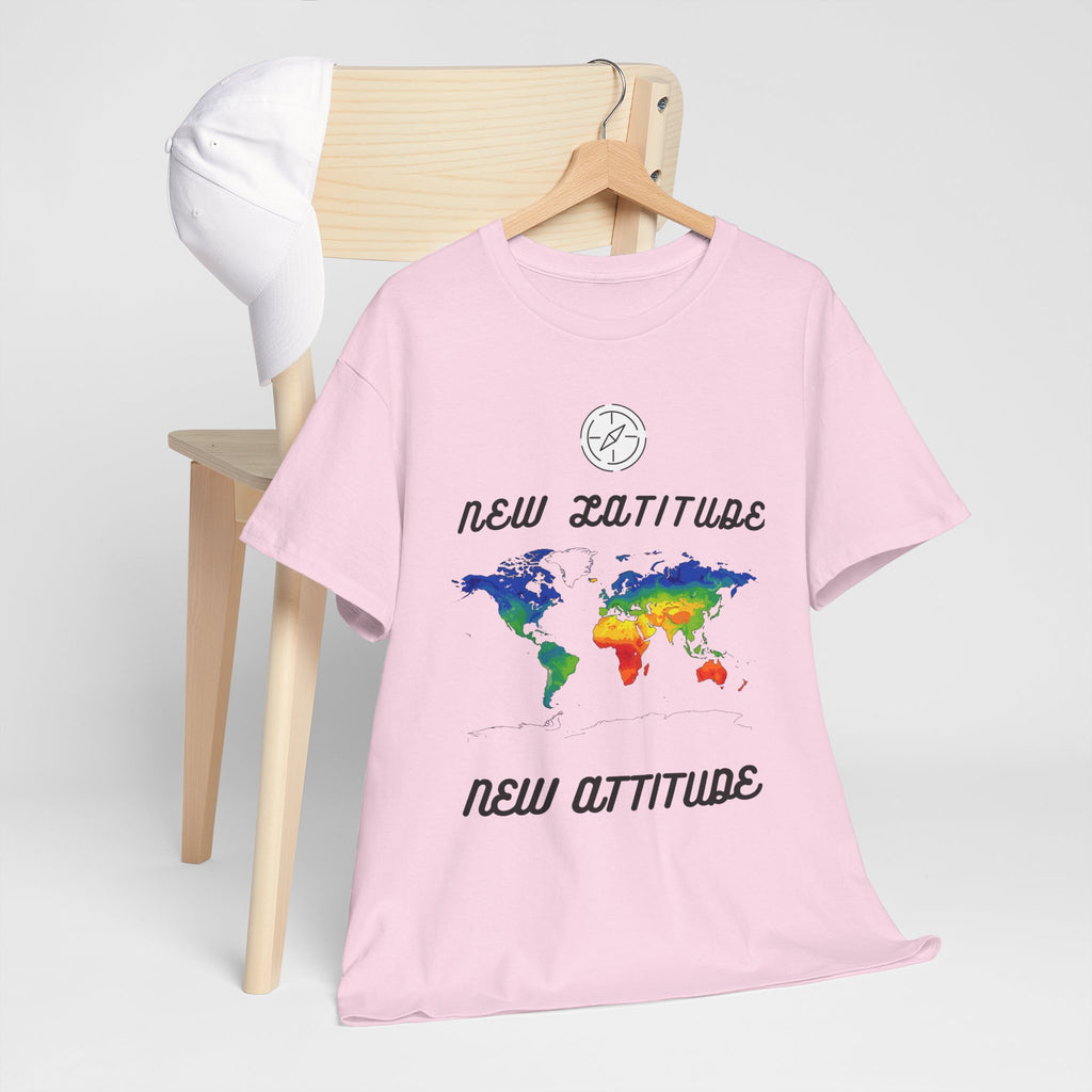 New Latitude New Attitude world map T-Shirt | rainbow map graphic