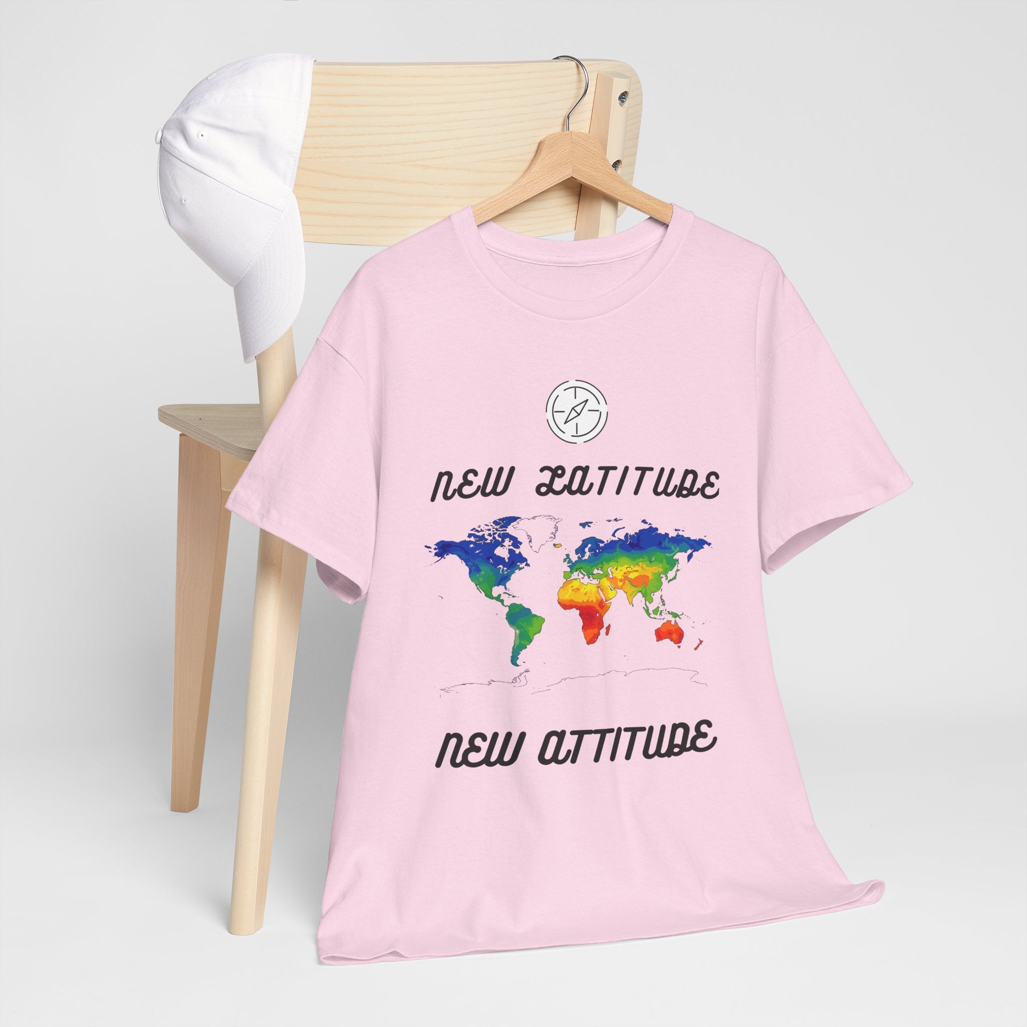 New Latitude New Attitude world map T-Shirt | rainbow map graphic
