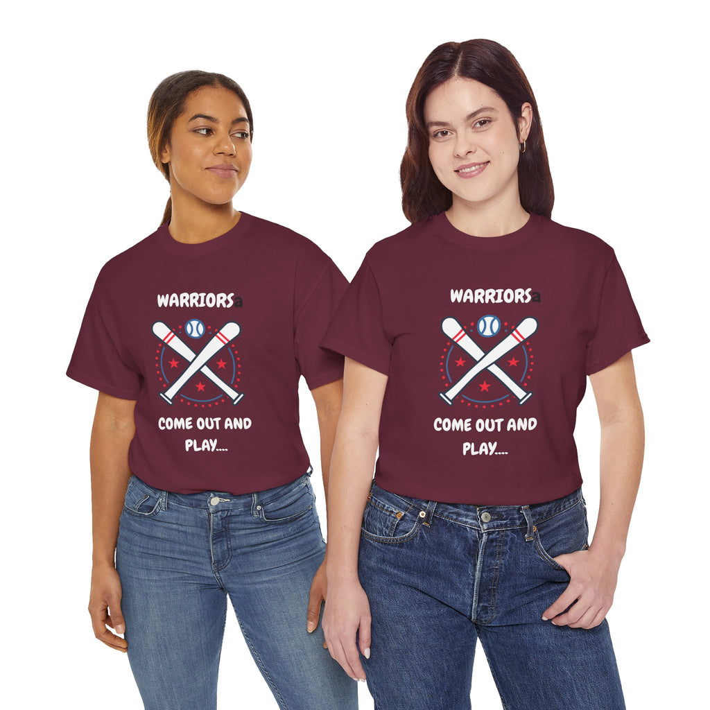 Warriors crossed baseball bats Come Out And Play T-Shirt | Baseball Team Tee