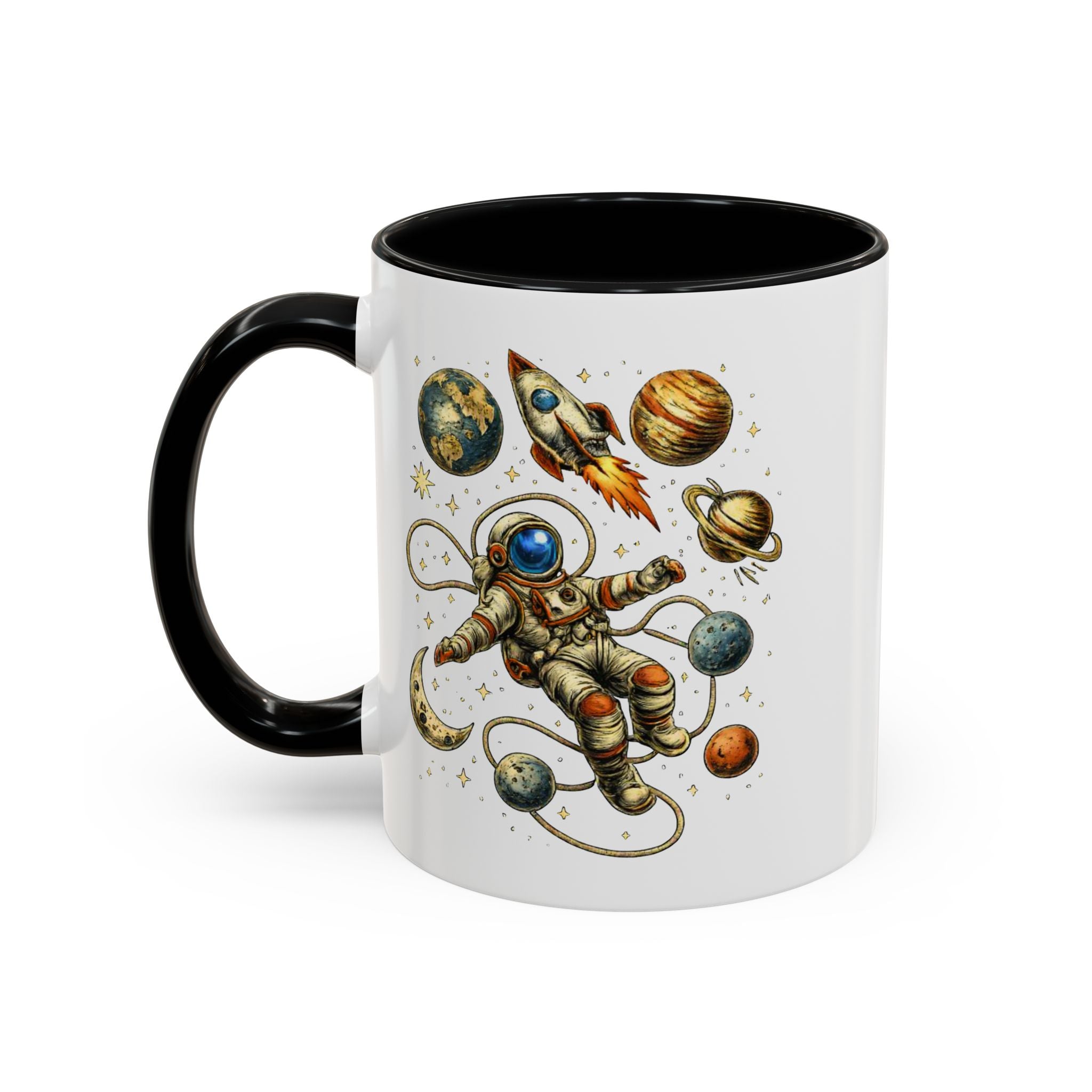 Astronaut in Space Coffee Mug | Rocket Planets Solar System