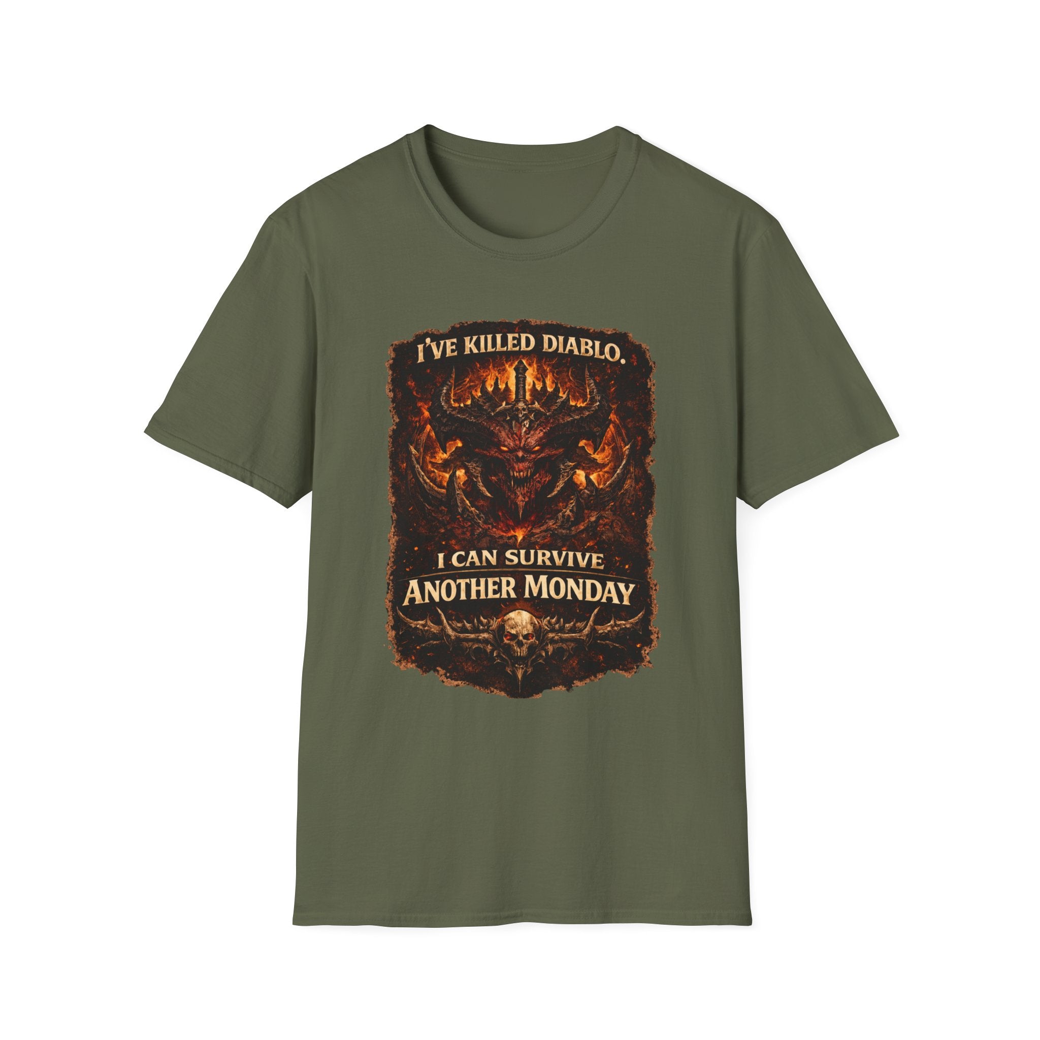 Diablo Demon Skull I Can Survive Another Monday T-Shirt