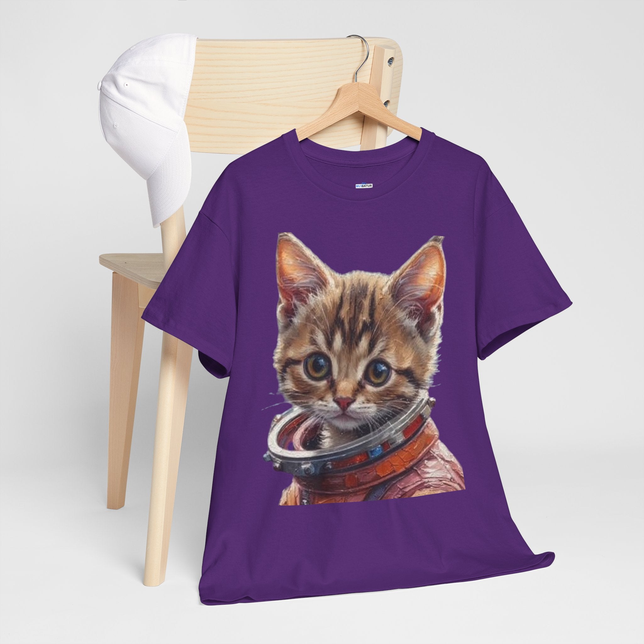 Astronaut Kitty Unisex Heavy Cotton Tee, Cute Cat Shirt, Animal lover gift, Space themed apparel, Funny cat t-shirt, Unique cat design