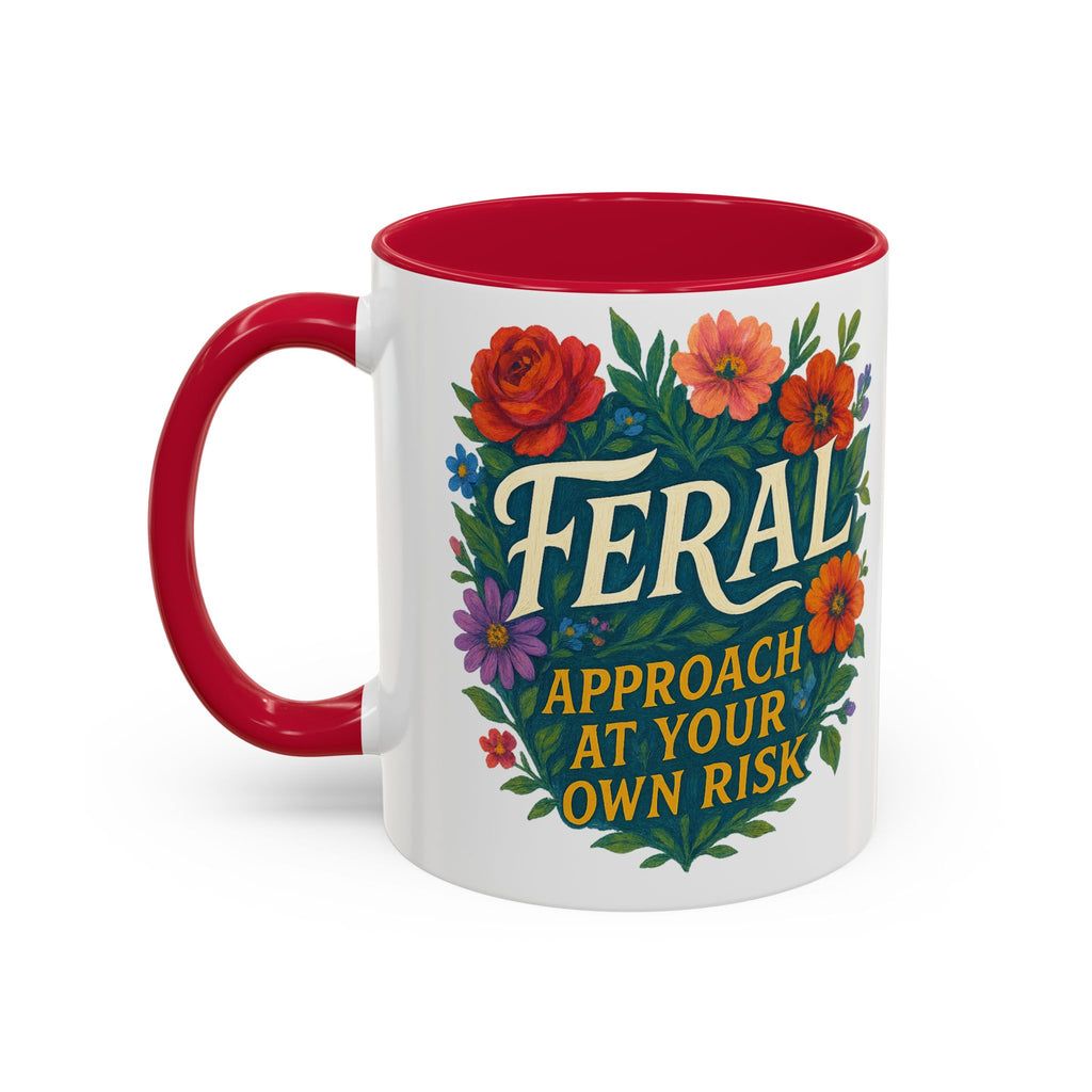 Feral Approach at Your Own Risk Mug | Floral Illustration, Ceramic Coffee Cup