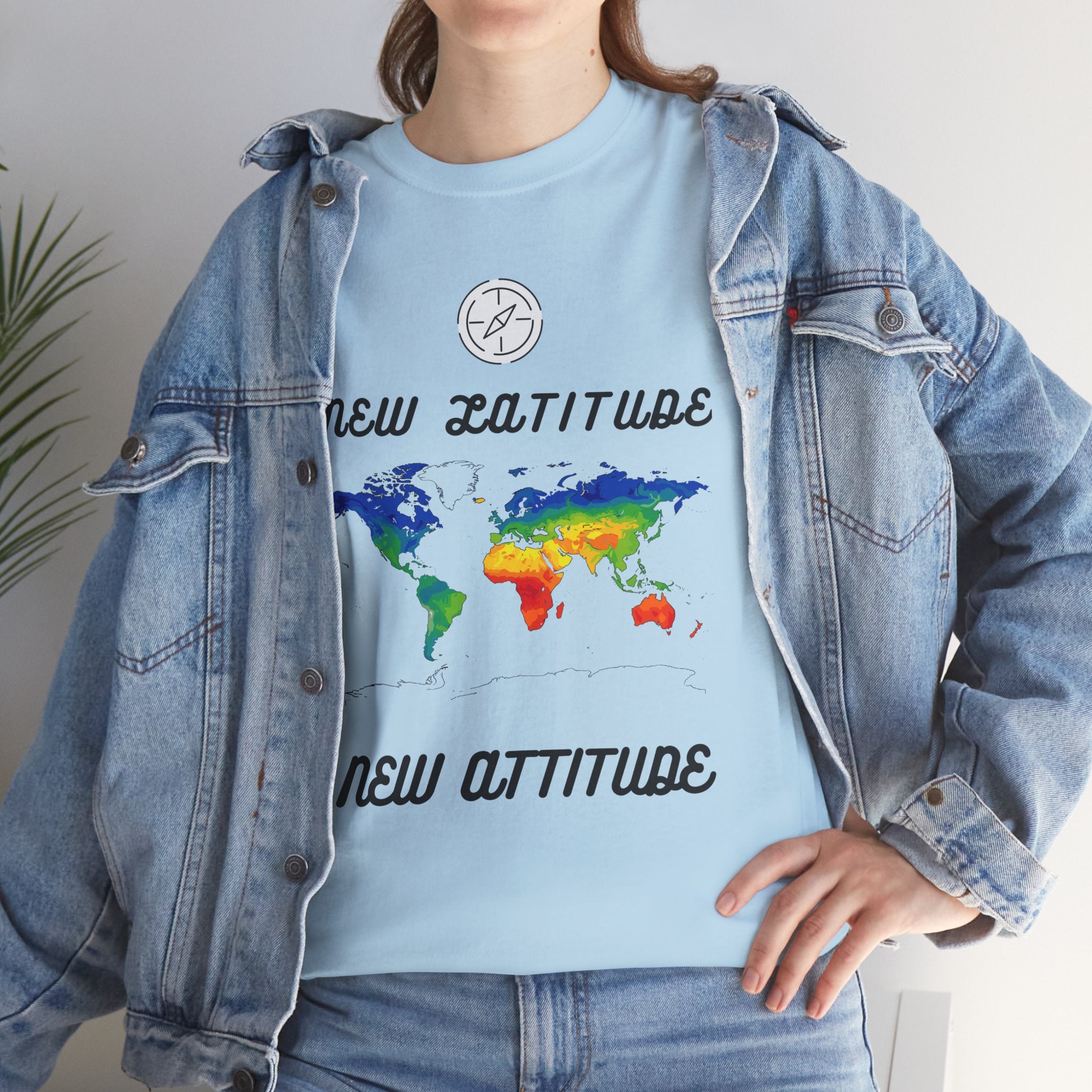New Latitude New Attitude world map T-Shirt | rainbow map graphic