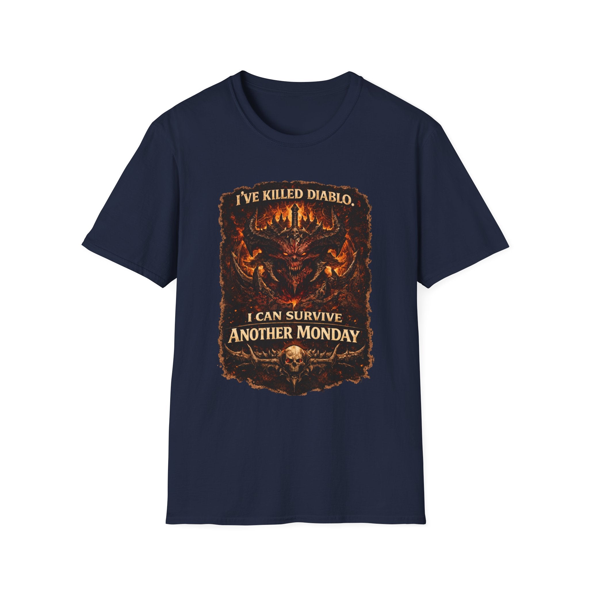 Diablo Demon Skull I Can Survive Another Monday T-Shirt