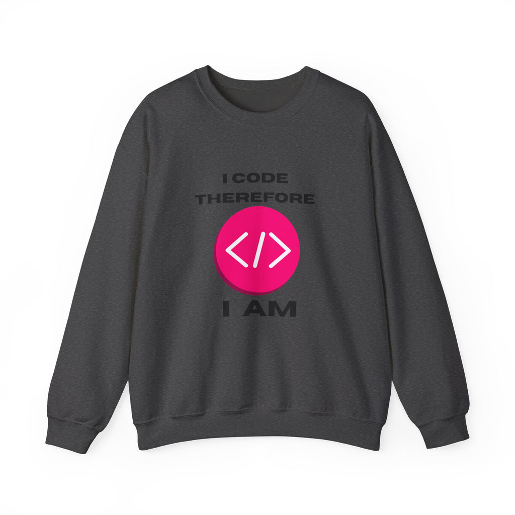 I Code Therefore I Am Crewneck Sweatshirt – Coding Humor Apparel
