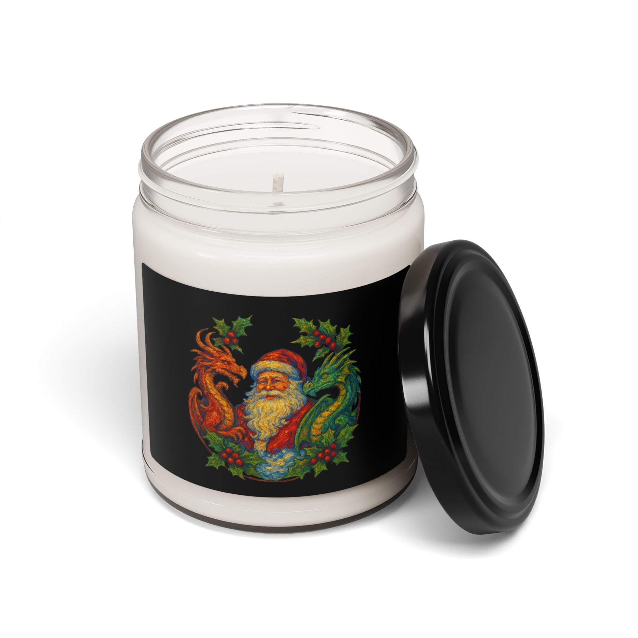 Vintage Santa with Dragons and Holly Holiday Candle | Scented Soy 9oz