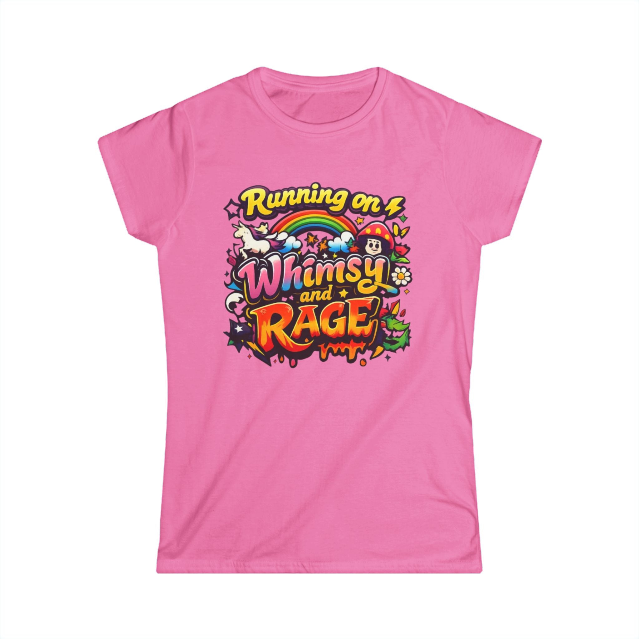 Running on Whimsy and Rage Tee | Cute Angry Rainbow Graphic