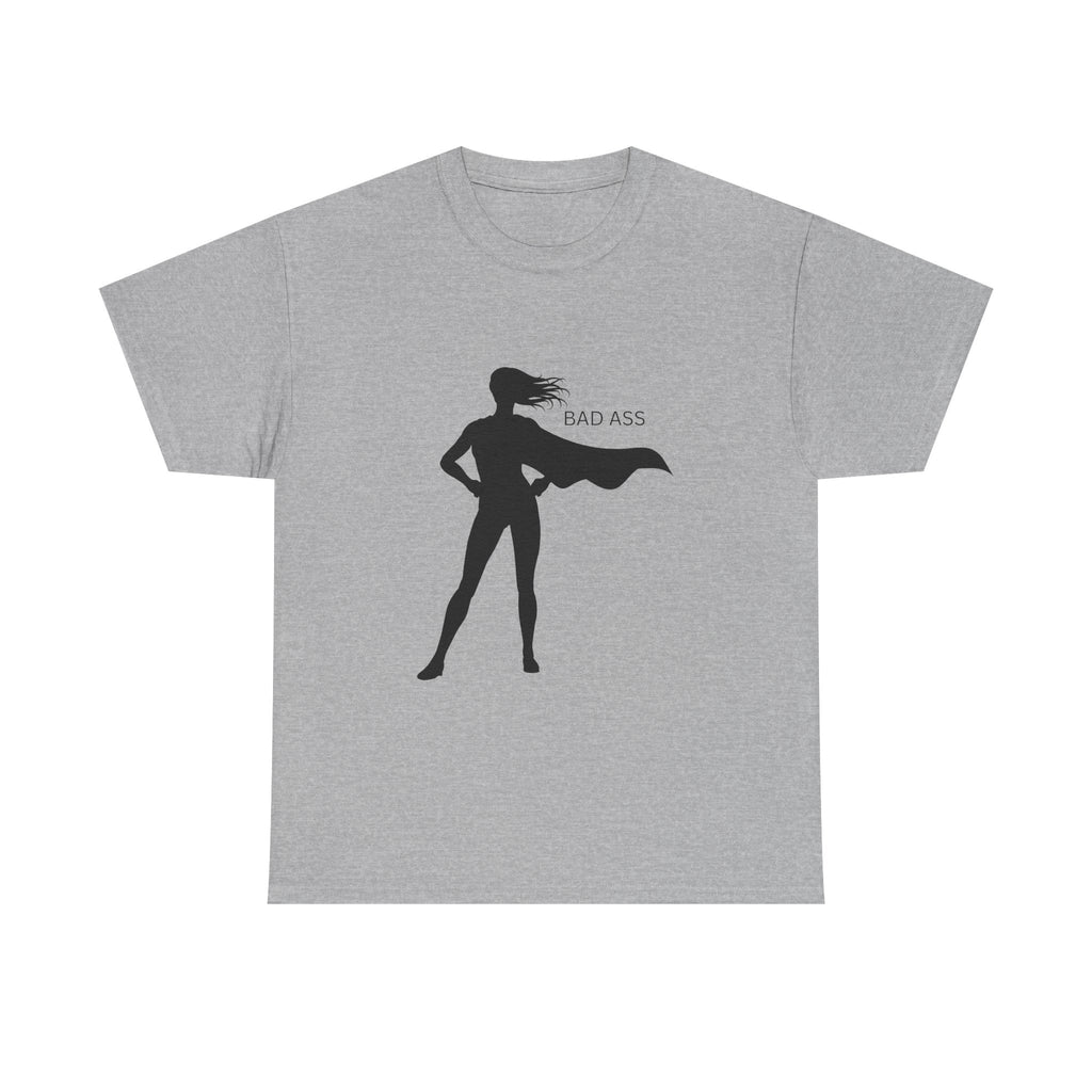 Bad Ass Superhero Silhouette Tee | Woman Cape Silhouette T-Shirt