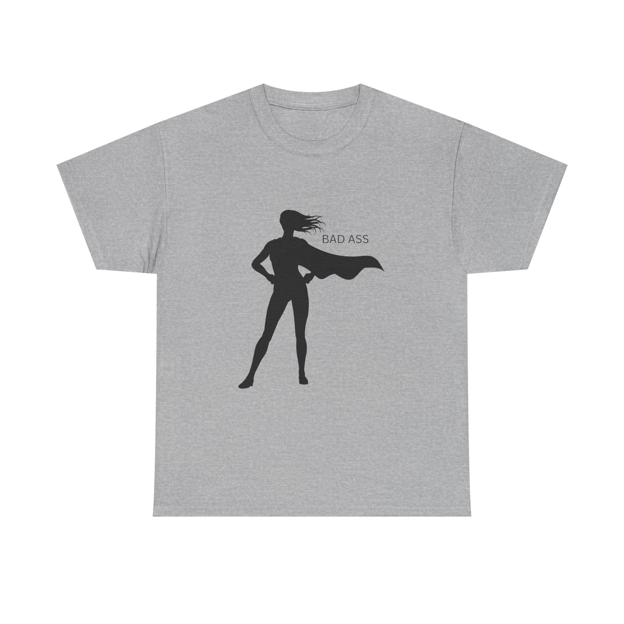 Bad Ass Superhero Silhouette Tee | Woman Cape Silhouette T-Shirt