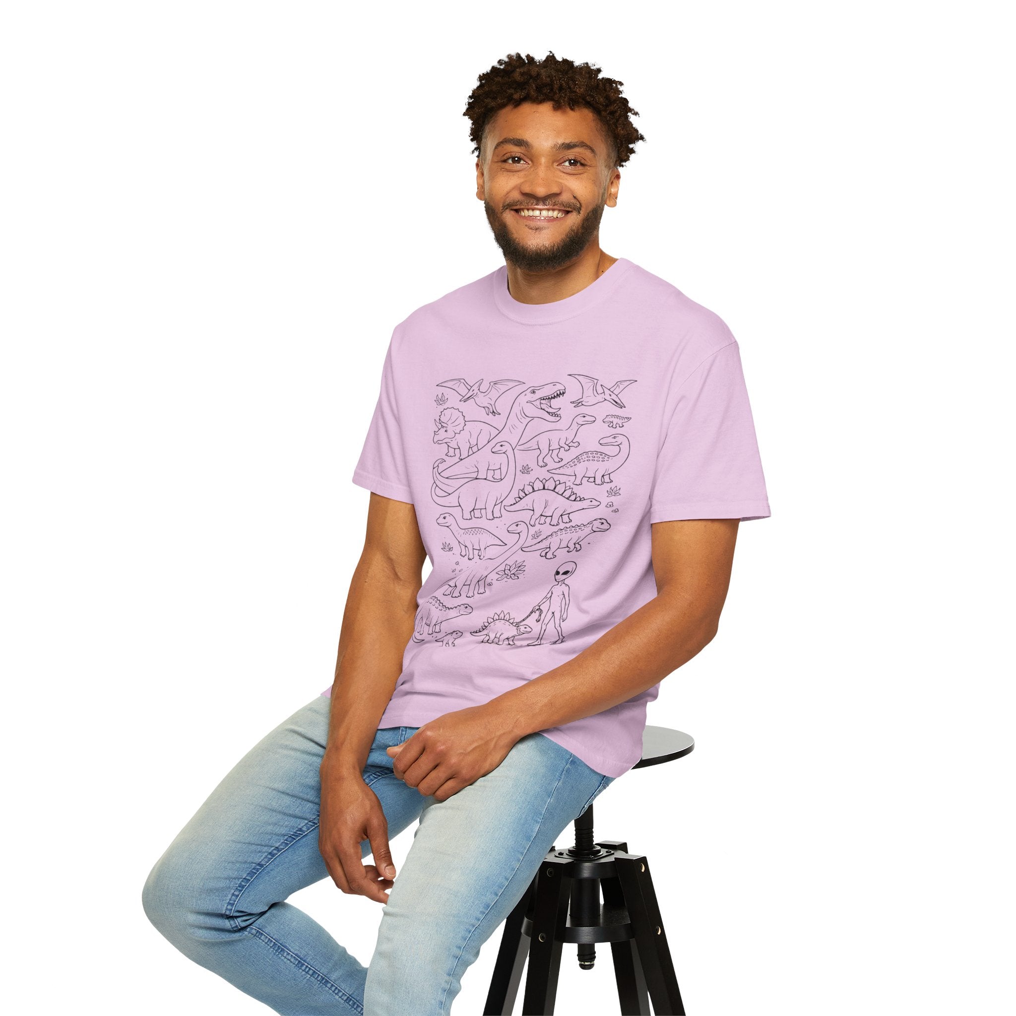 Dinosaur Doodle Tee — Alien & Dino Line Art T-Shirt