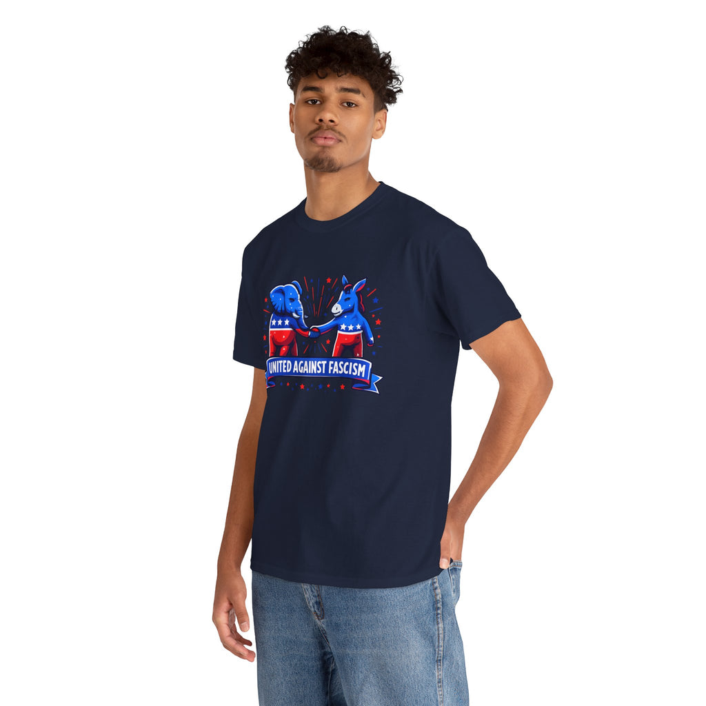 United Against Fascism Democratic Donkey and Republican Elephant T-Shirt