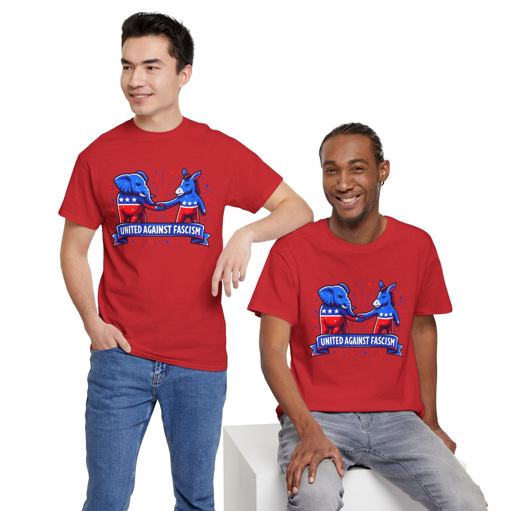 United Against Fascism Democratic Donkey and Republican Elephant T-Shirt
