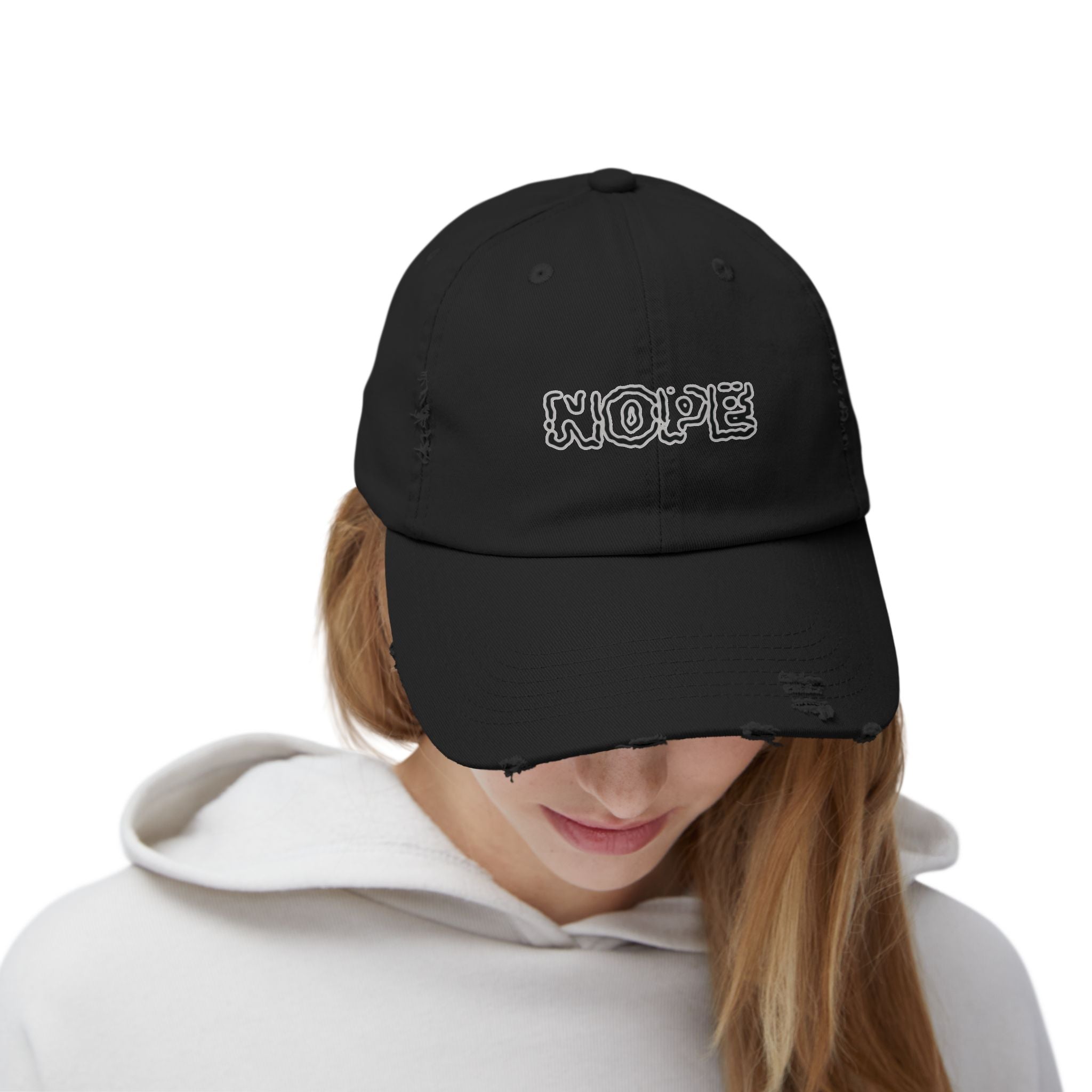 NOPE embroidered distressed cap | dad hat, casual streetwear