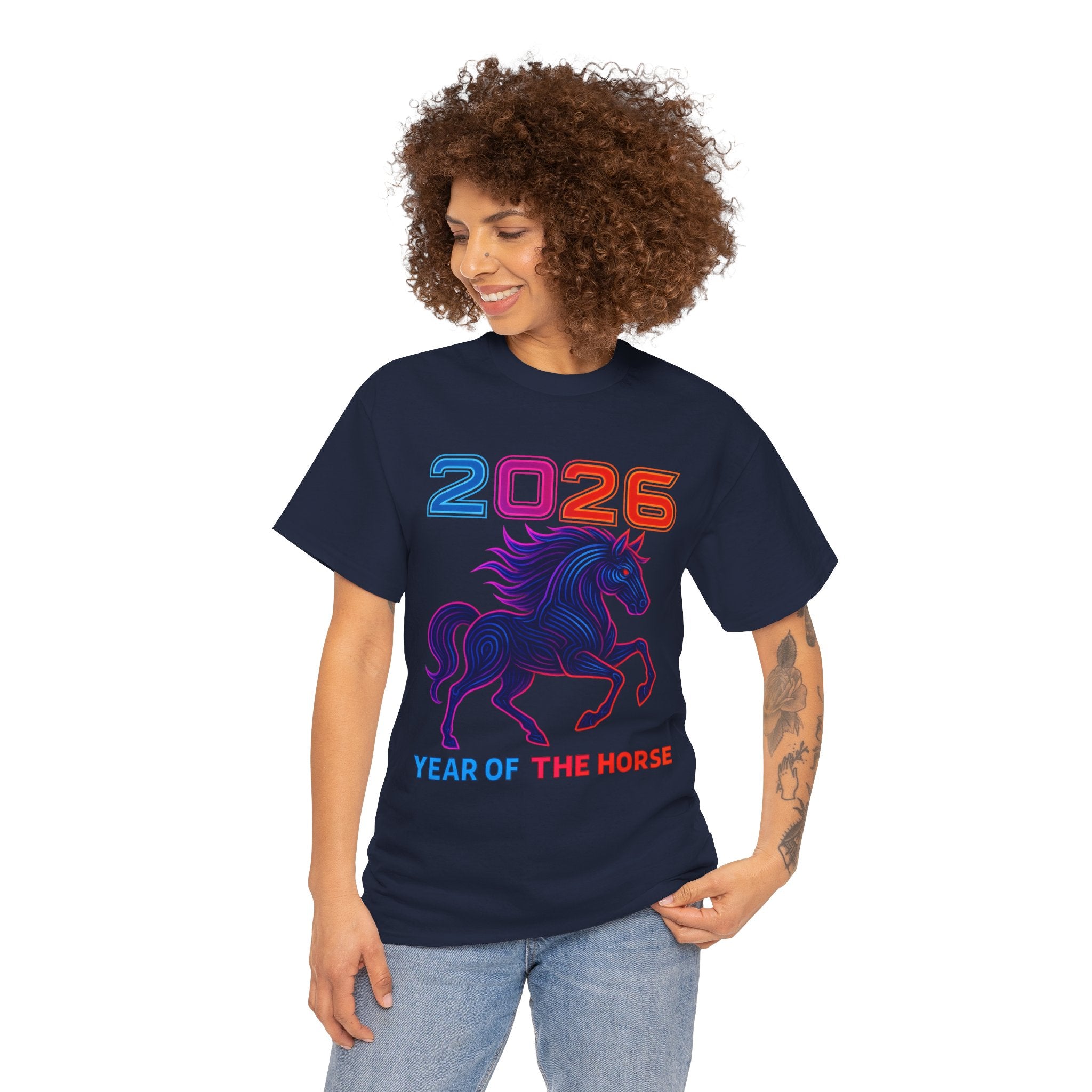 2026 Year of the Horse T-Shirt | Neon Stallion Graphic Tee