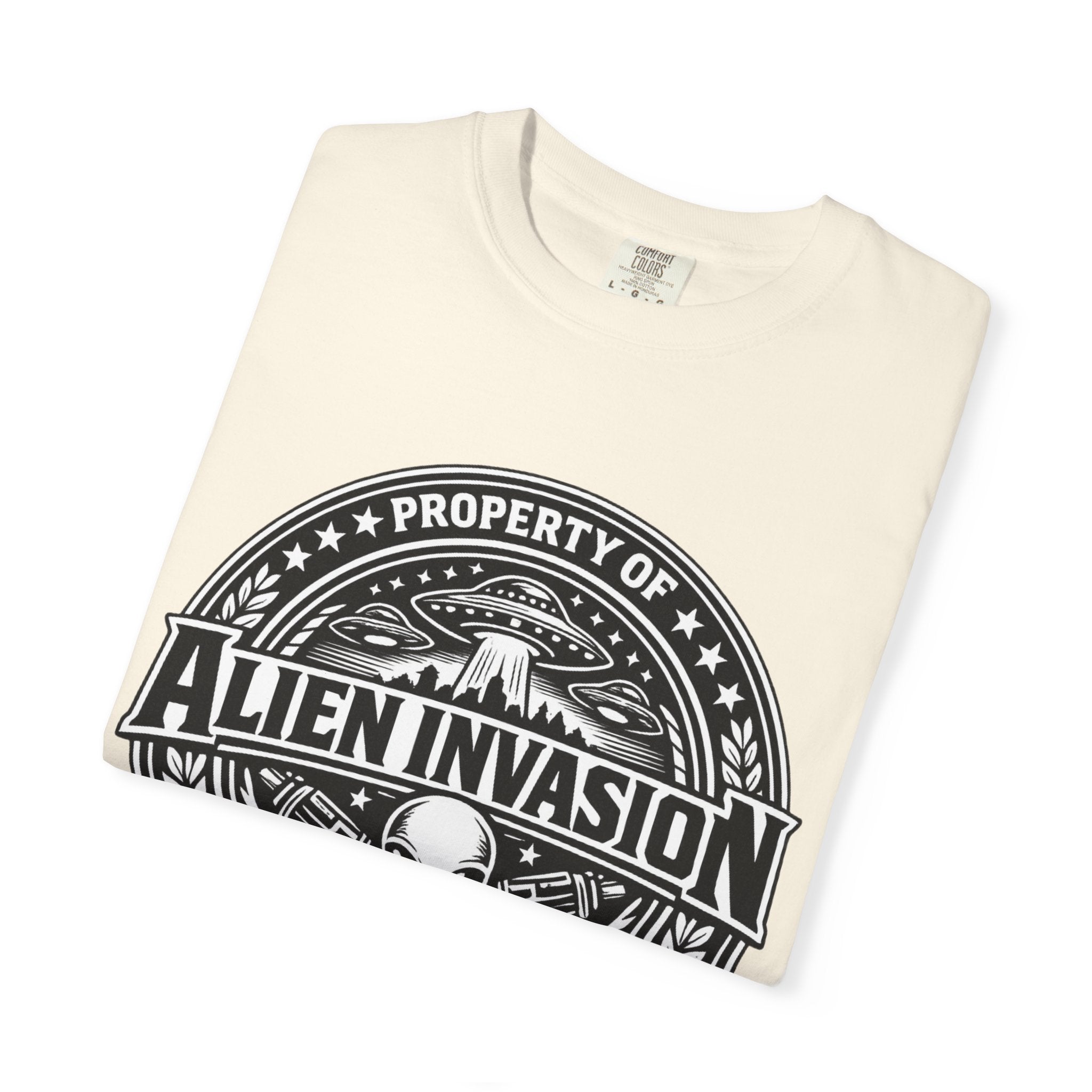 Alien Invasion Ground Crew T-Shirt | UFO Badge Graphic, Comfort Colors tee