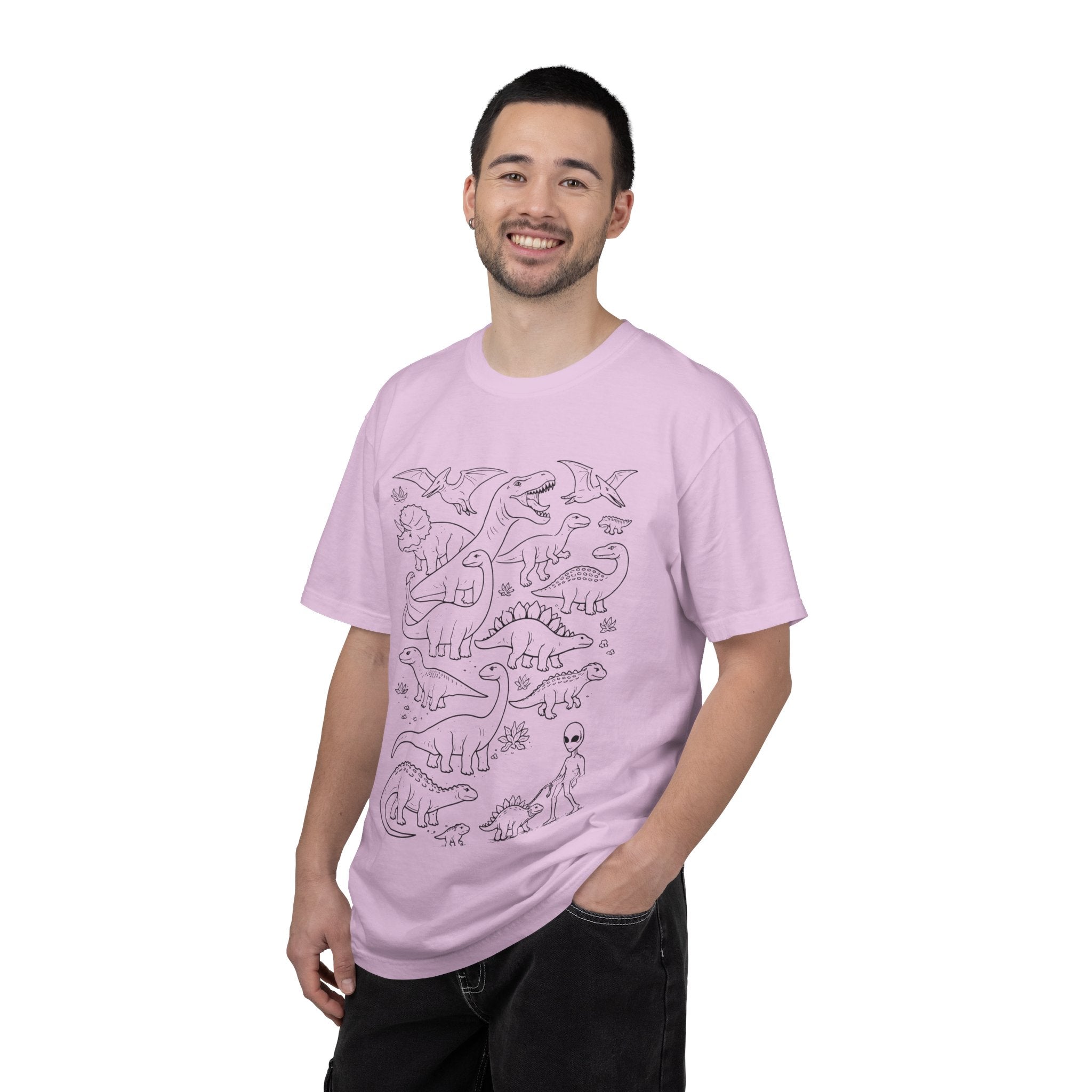 Dinosaur Doodle Tee — Alien & Dino Line Art T-Shirt