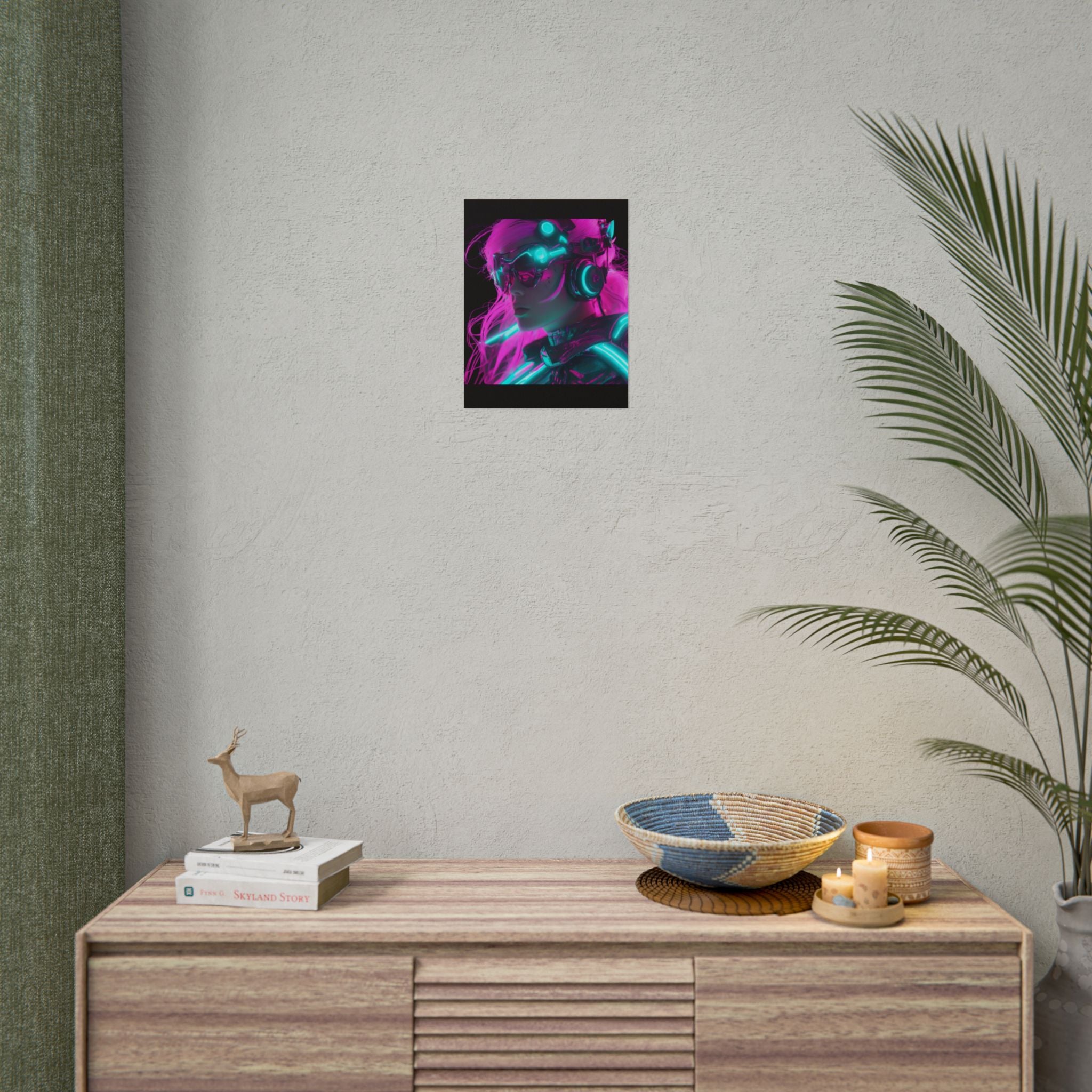 Cyberpunk Wall Art Print, Neon Anime Decor, Retro Futurism Poster, Unique Gift for Gamers, Modern Home Decor