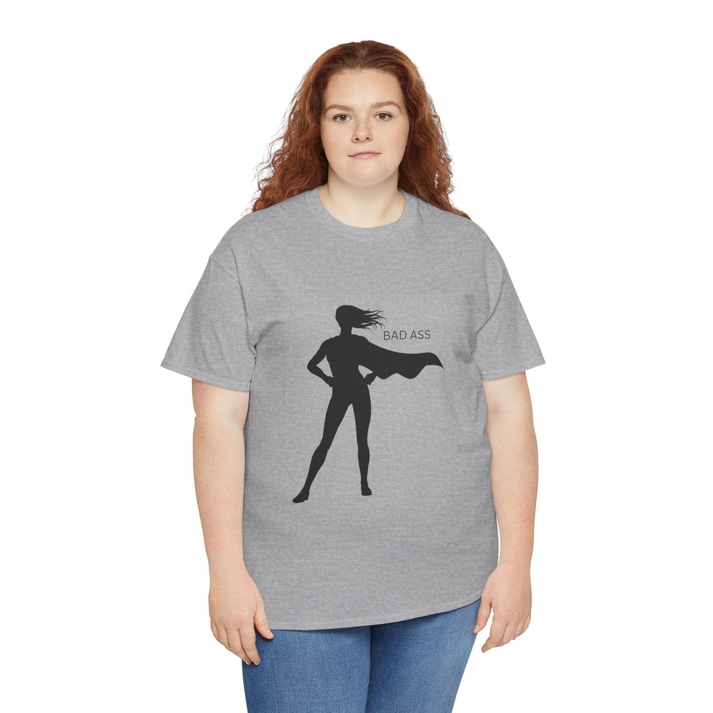 Bad Ass Superhero Silhouette Tee | Woman Cape Silhouette T-Shirt